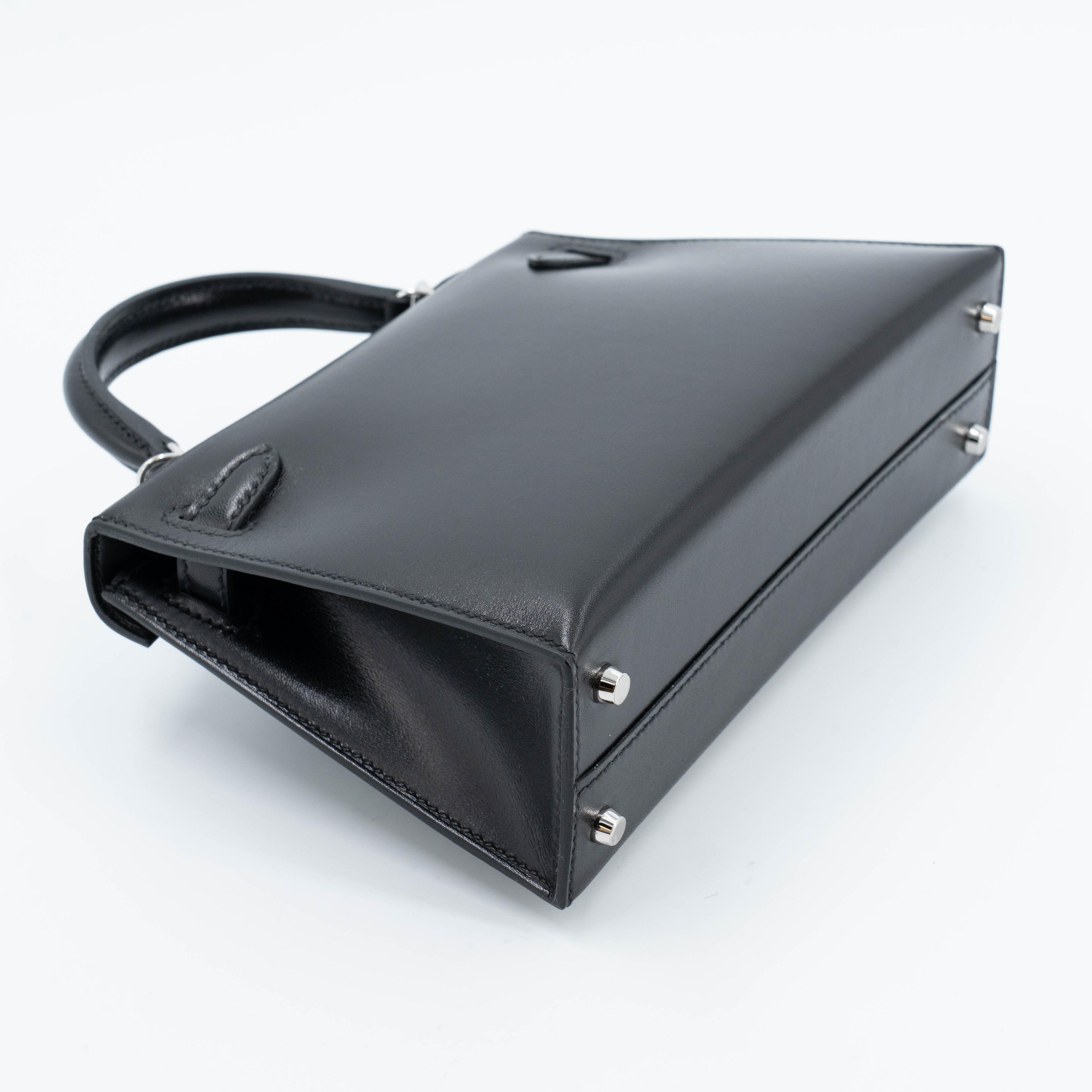Unused ( Rank NS ) HERMÈS Limited Edition Mini Kelly II Cloute Studded Noir (89) Box-calf Palladium hardware B (2023) - 7