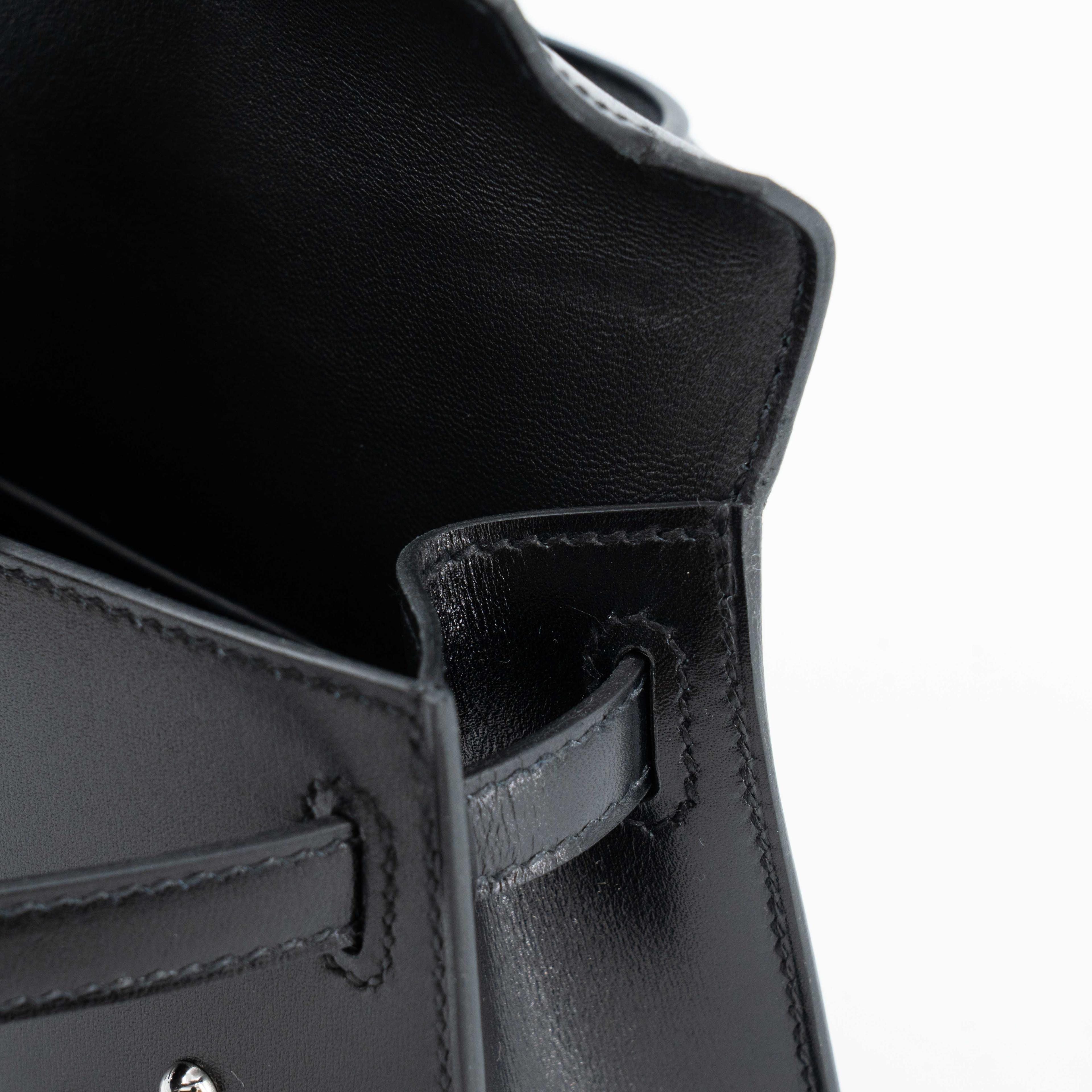 Unused ( Rank NS ) HERMÈS Limited Edition Mini Kelly II Cloute Studded Noir (89) Box-calf Palladium hardware B (2023) - 16
