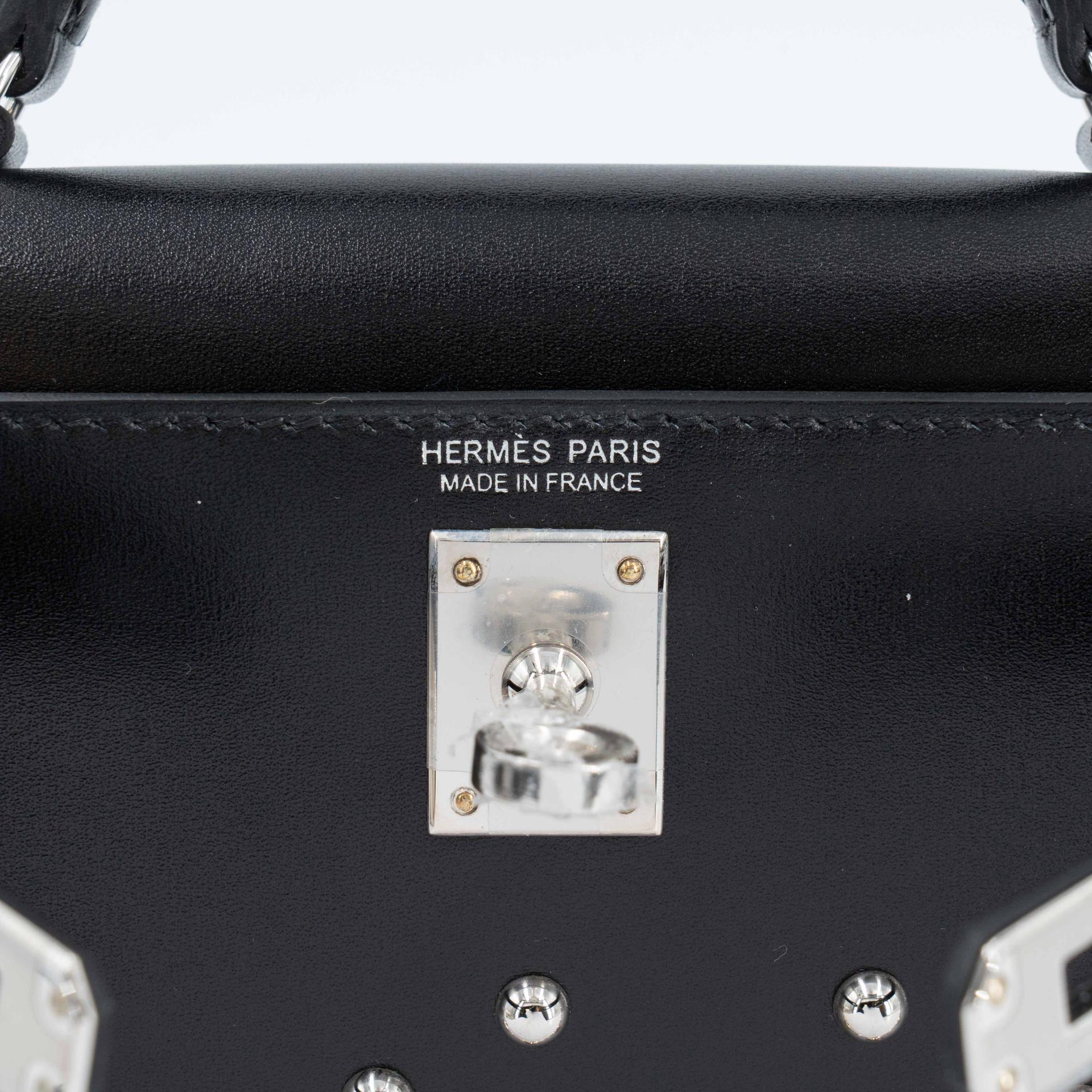 Unused ( Rank NS ) HERMÈS Limited Edition Mini Kelly II Cloute Studded Noir (89) Box-calf Palladium hardware B (2023) - 13
