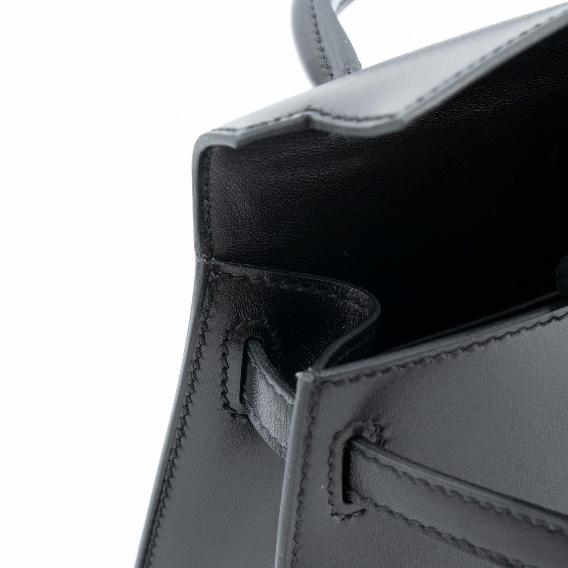 Unused ( Rank NS ) HERMÈS Limited Edition Mini Kelly II Cloute Studded Noir (89) Box-calf Palladium hardware B (2023) - 17