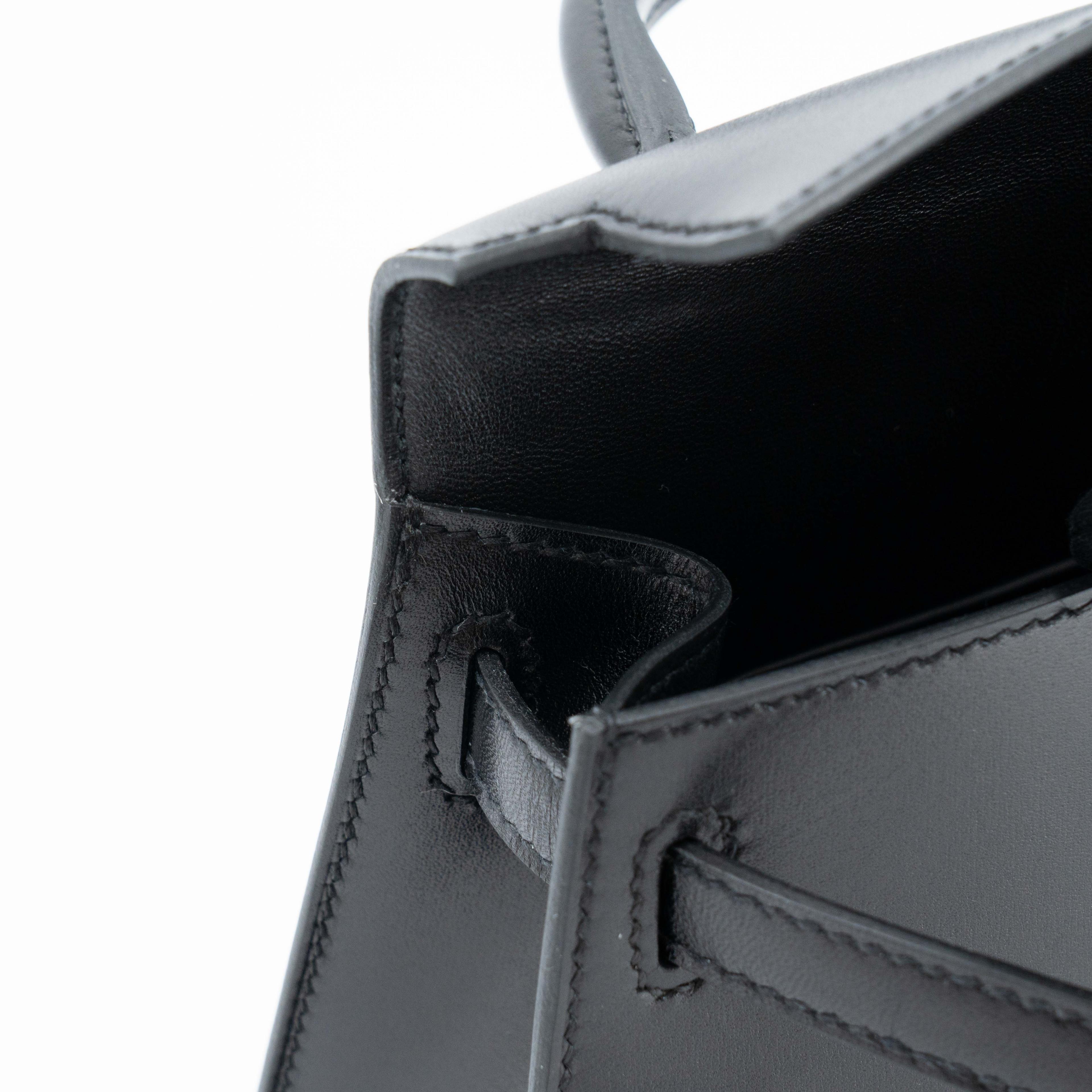 Unused ( Rank NS ) HERMÈS Limited Edition Mini Kelly II Cloute Studded Noir (89) Box-calf Palladium hardware B (2023) - 17