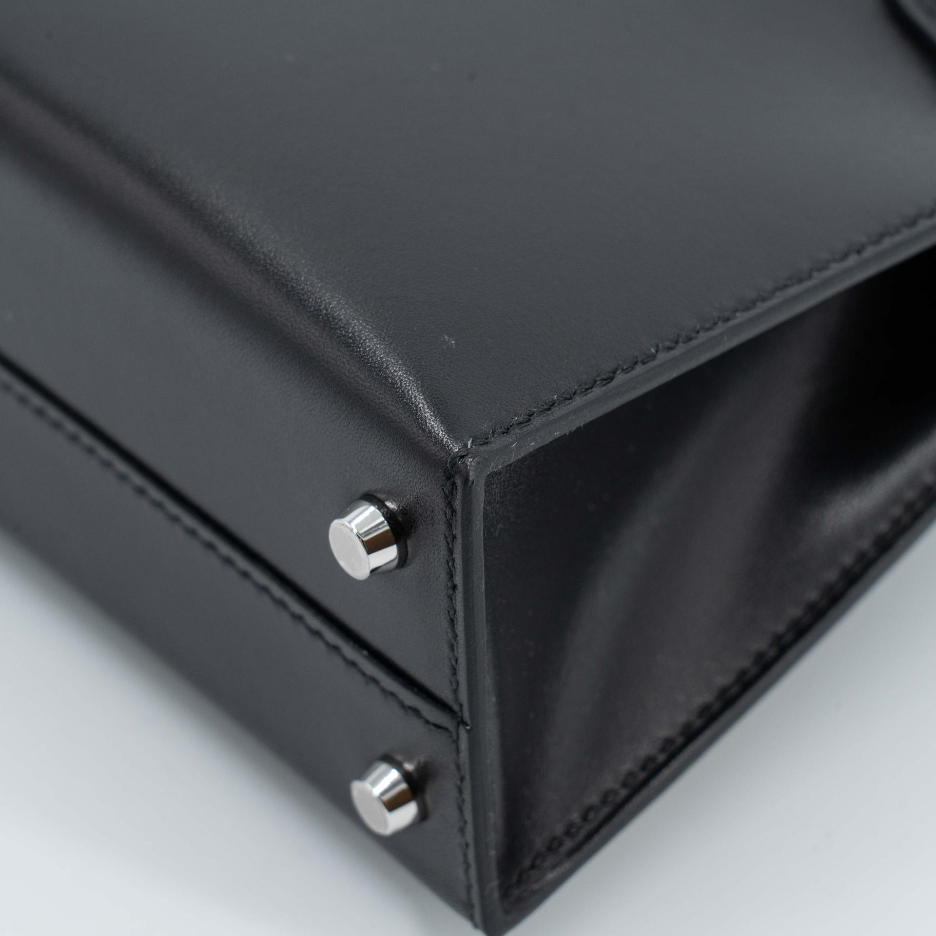 Unused ( Rank NS ) HERMÈS Limited Edition Mini Kelly II Cloute Studded Noir (89) Box-calf Palladium hardware B (2023) - 10