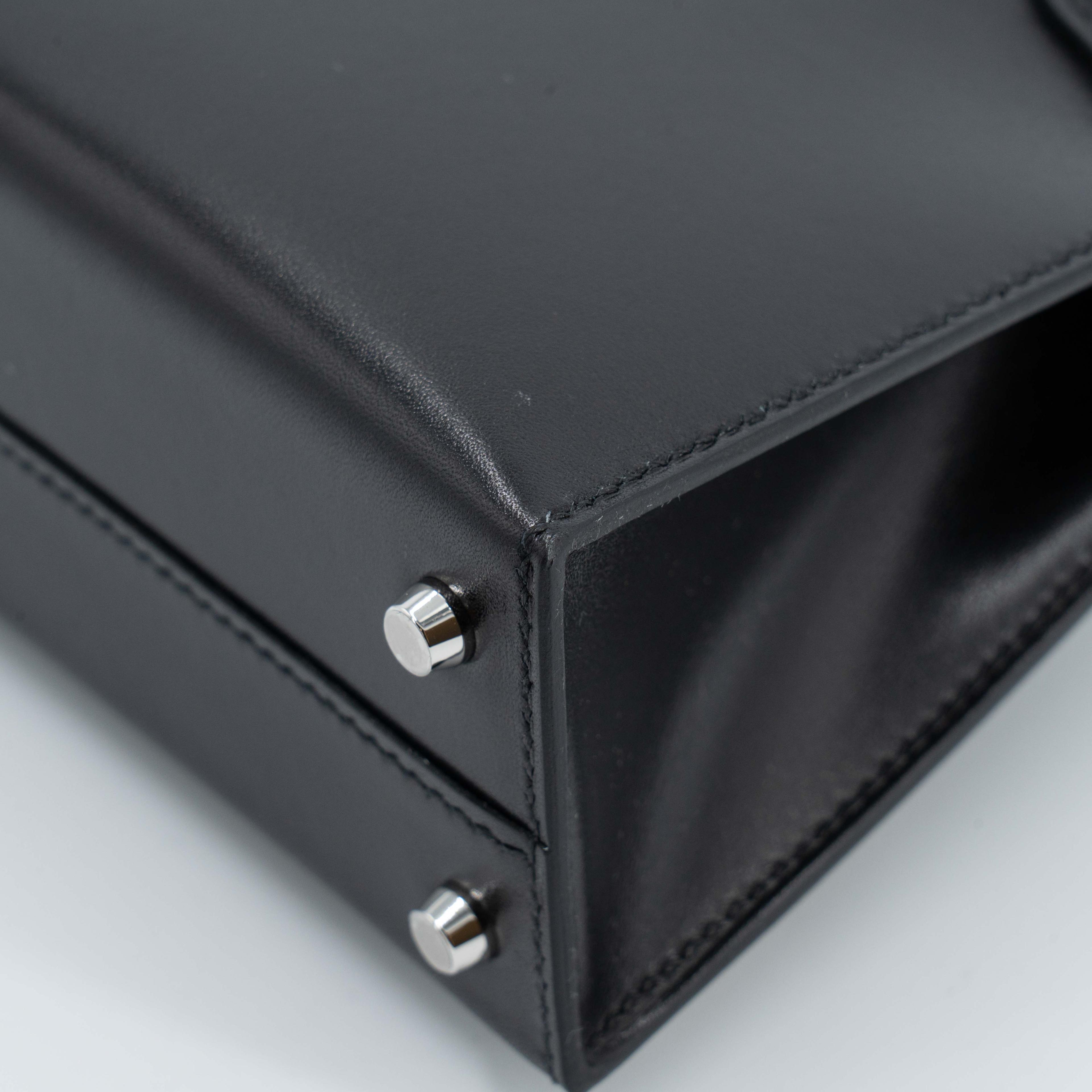 Unused ( Rank NS ) HERMÈS Limited Edition Mini Kelly II Cloute Studded Noir (89) Box-calf Palladium hardware B (2023) - 10