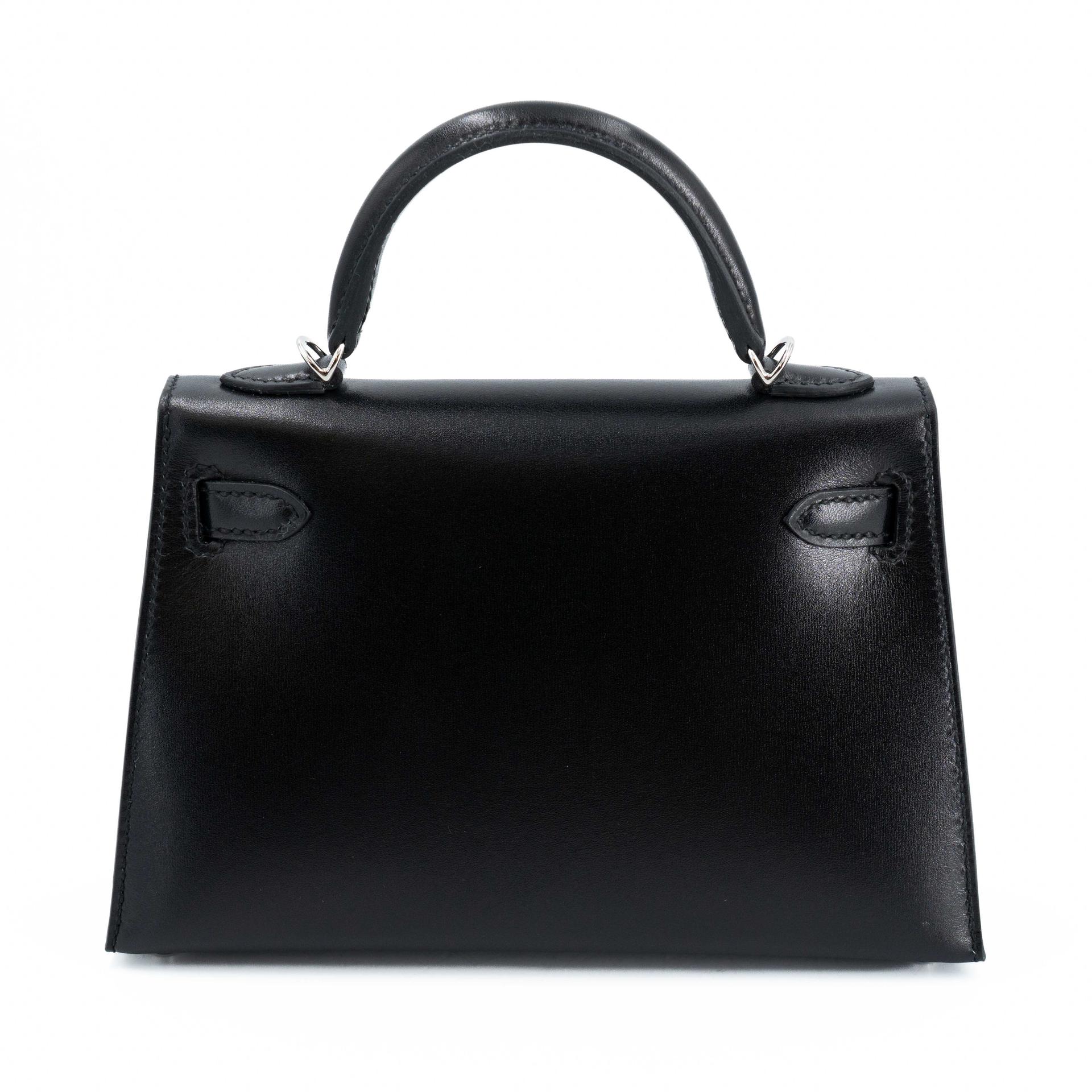 Unused ( Rank NS ) HERMÈS Limited Edition Mini Kelly II Cloute Studded Noir (89) Box-calf Palladium hardware B (2023) - 2