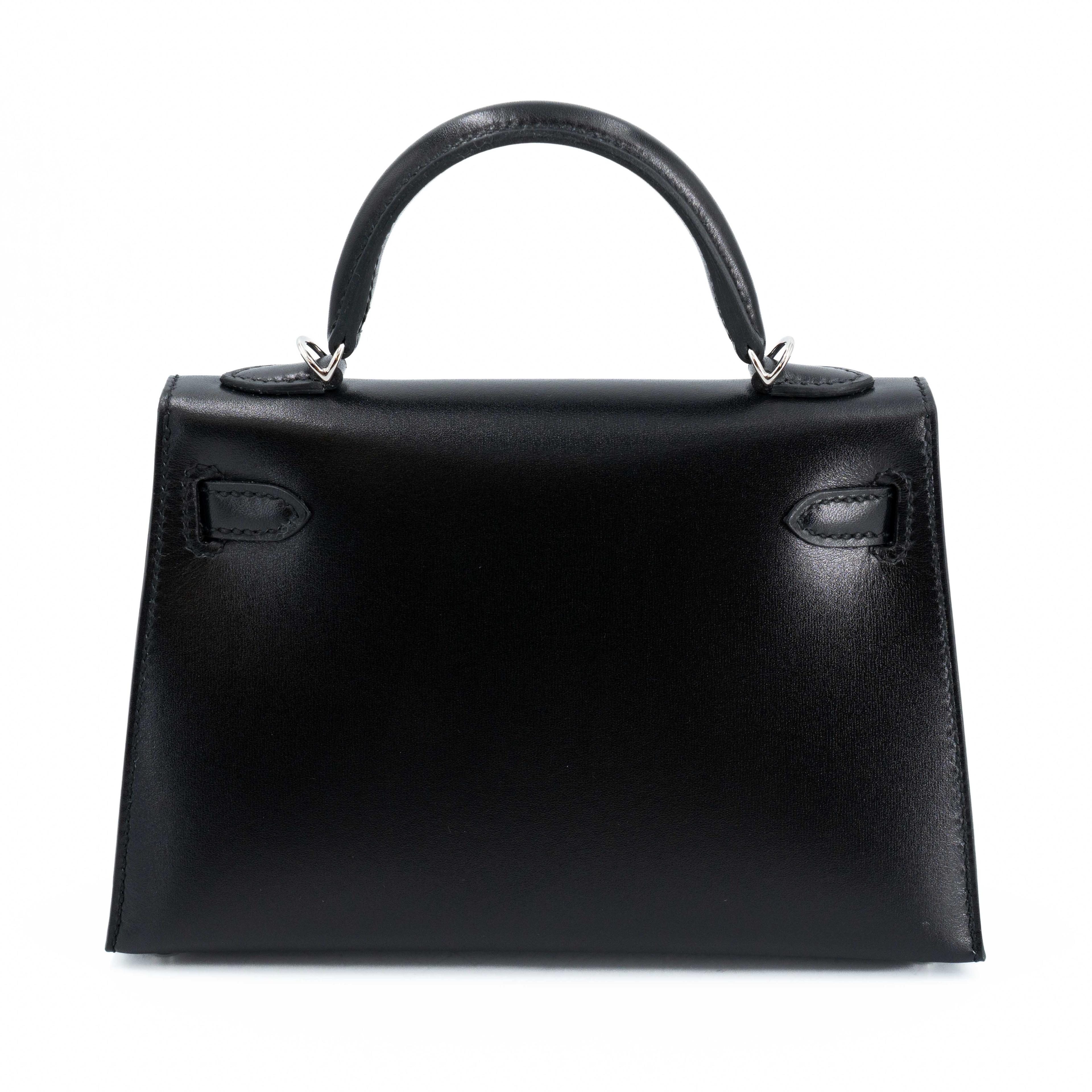 Unused ( Rank NS ) HERMÈS Limited Edition Mini Kelly II Cloute Studded Noir (89) Box-calf Palladium hardware B (2023) - 2