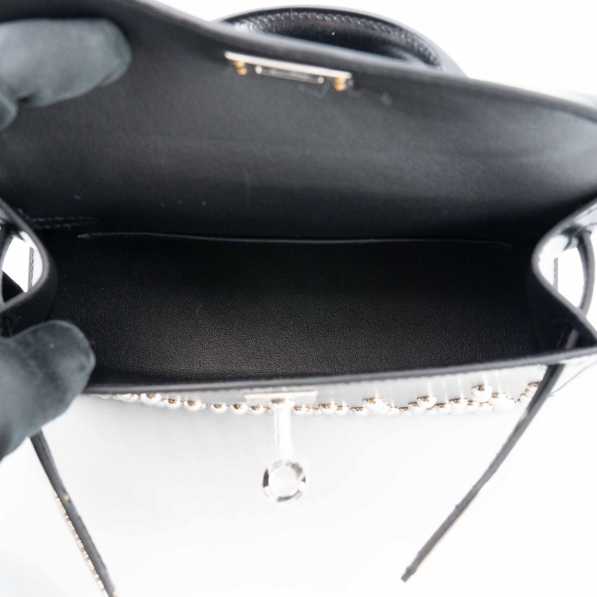 Unused ( Rank NS ) HERMÈS Limited Edition Mini Kelly II Cloute Studded Noir (89) Box-calf Palladium hardware B (2023) - 19