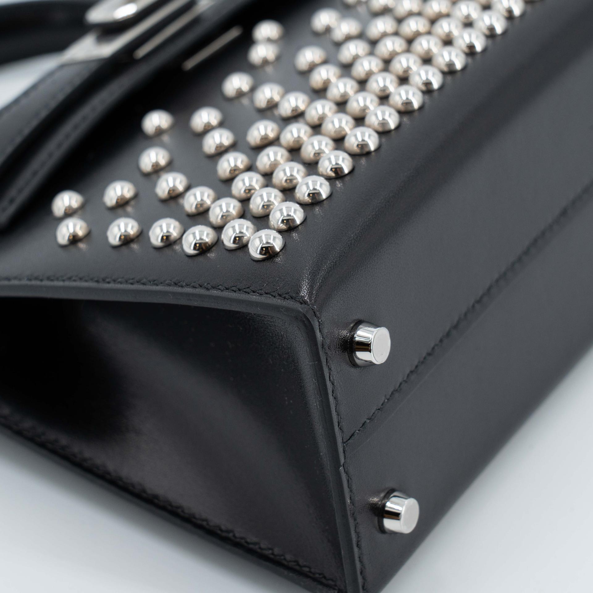 Unused ( Rank NS ) HERMÈS Limited Edition Mini Kelly II Cloute Studded Noir (89) Box-calf Palladium hardware B (2023) - 8