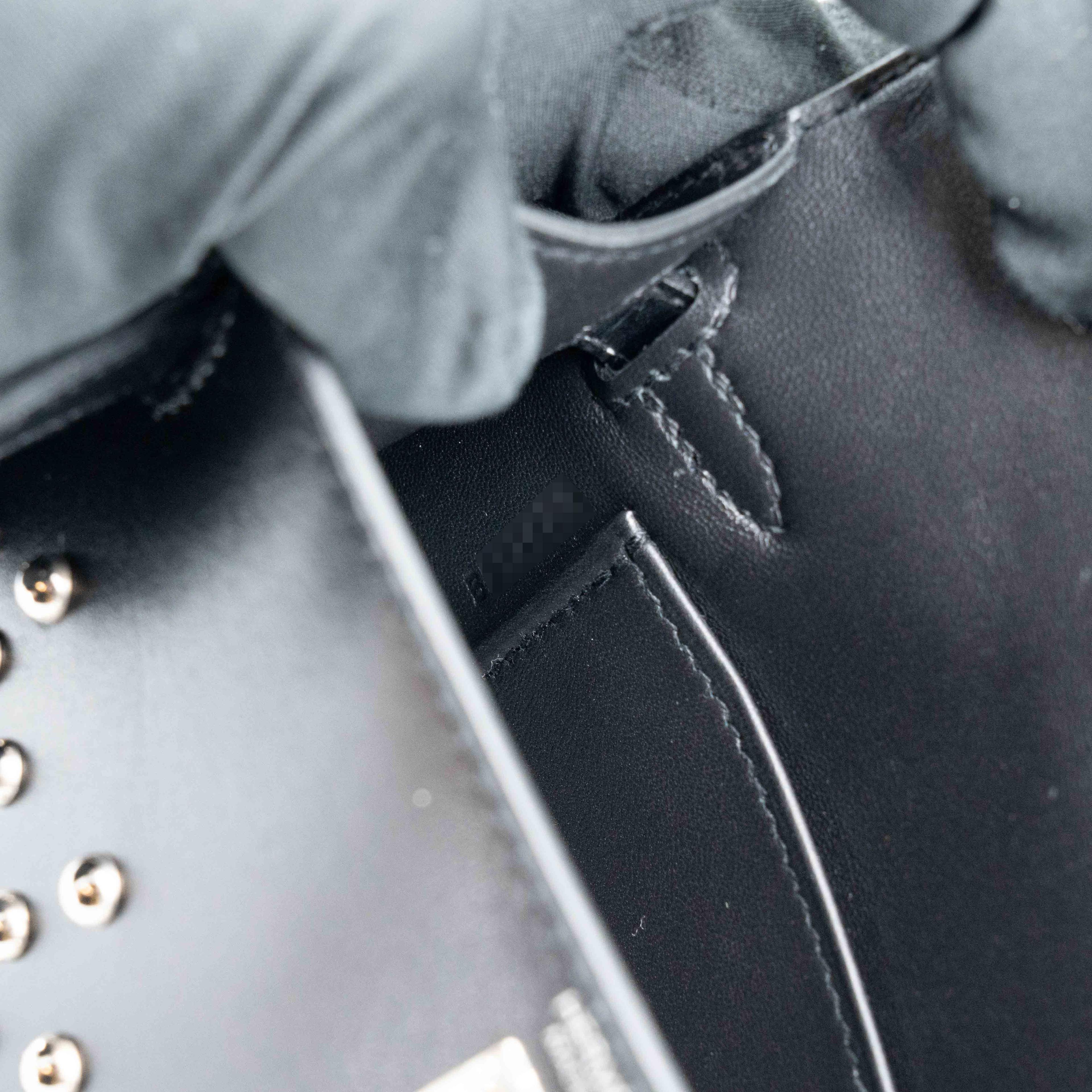 Unused ( Rank NS ) HERMÈS Limited Edition Mini Kelly II Cloute Studded Noir (89) Box-calf Palladium hardware B (2023) - 21
