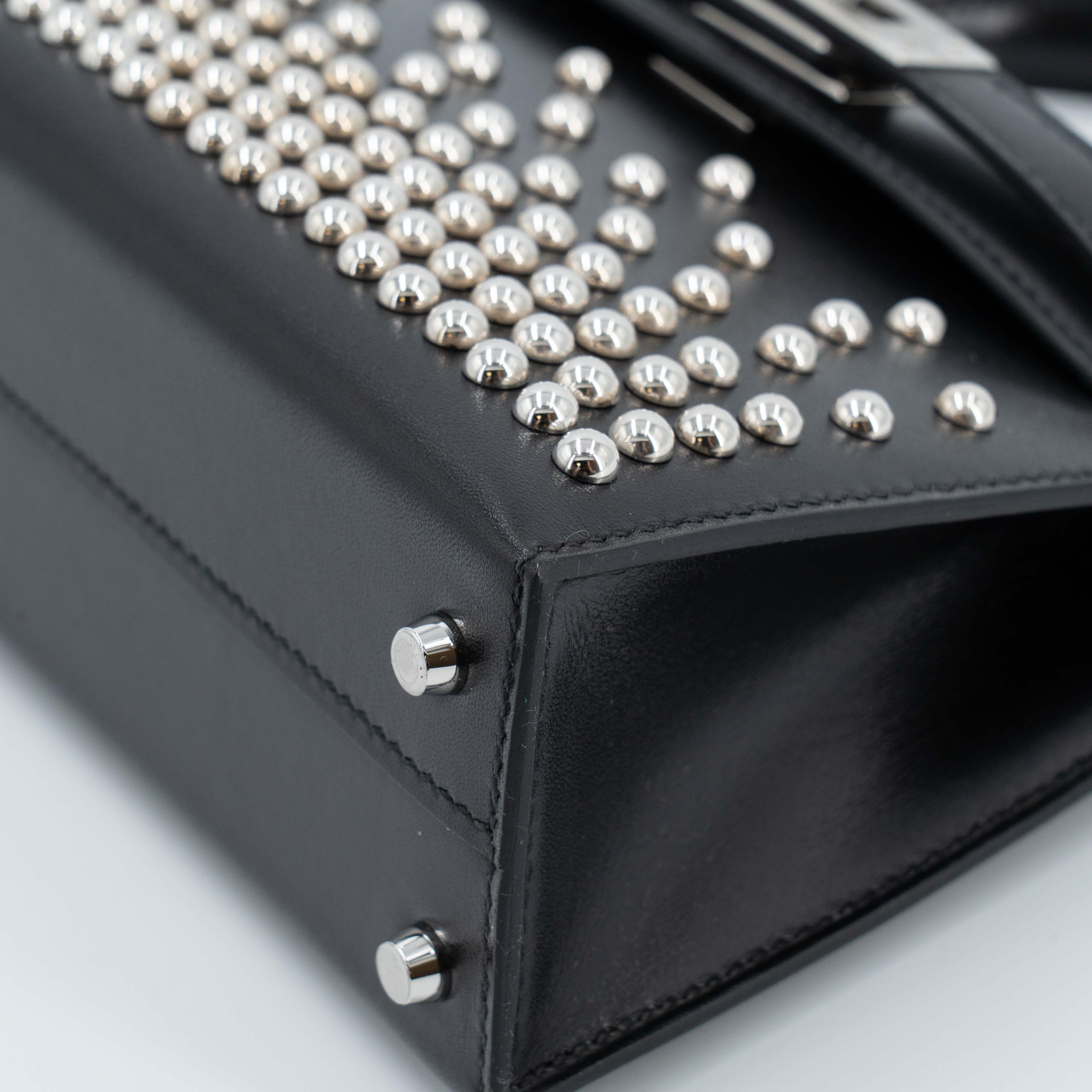 Unused ( Rank NS ) HERMÈS Limited Edition Mini Kelly II Cloute Studded Noir (89) Box-calf Palladium hardware B (2023) - 9