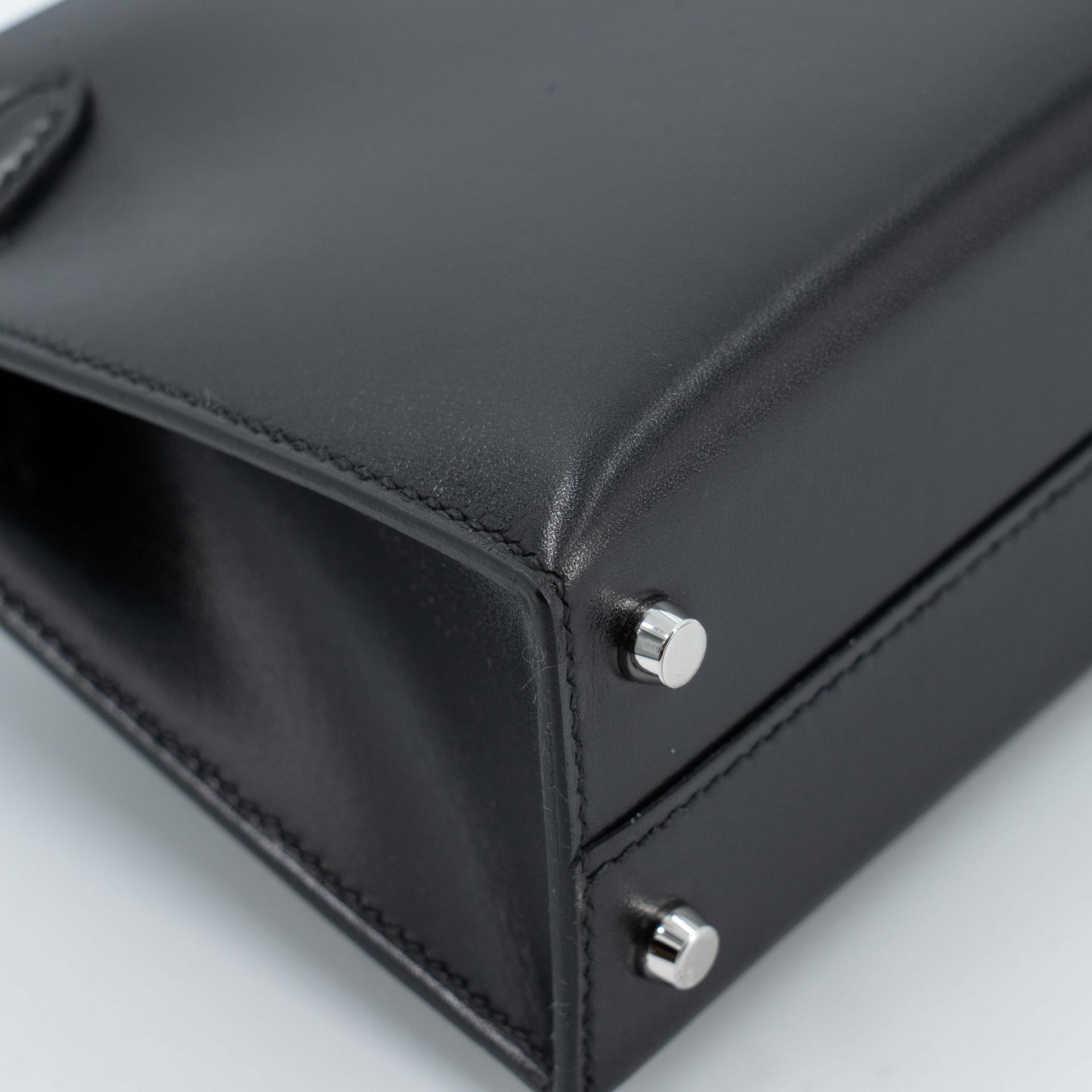 Unused ( Rank NS ) HERMÈS Limited Edition Mini Kelly II Cloute Studded Noir (89) Box-calf Palladium hardware B (2023) - 11