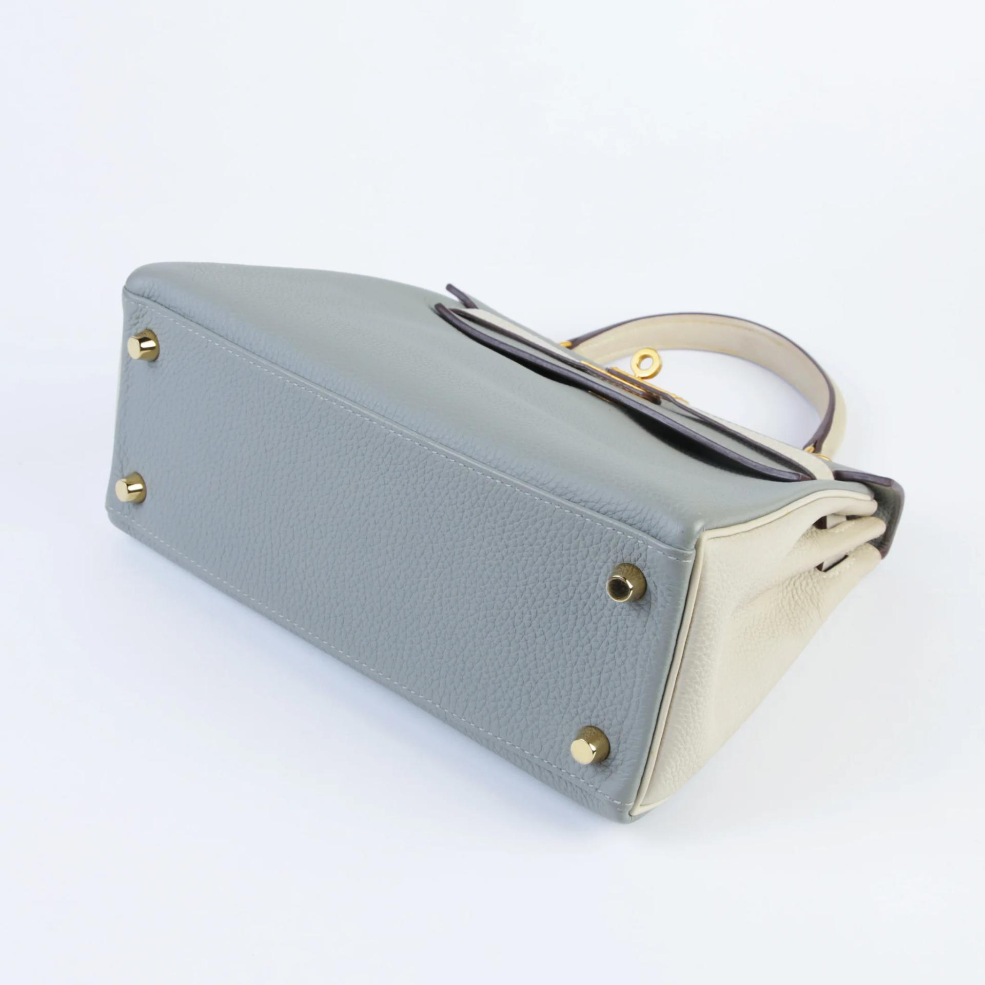 中古AB HERMÈS 愛馬仕 馬蹄印定制 Kelly 25 4Z 海鷗灰 Gris Mouette 8L 冰川白 Beton Togo小牛皮 拉絲金扣 C刻 2018年 - 5
