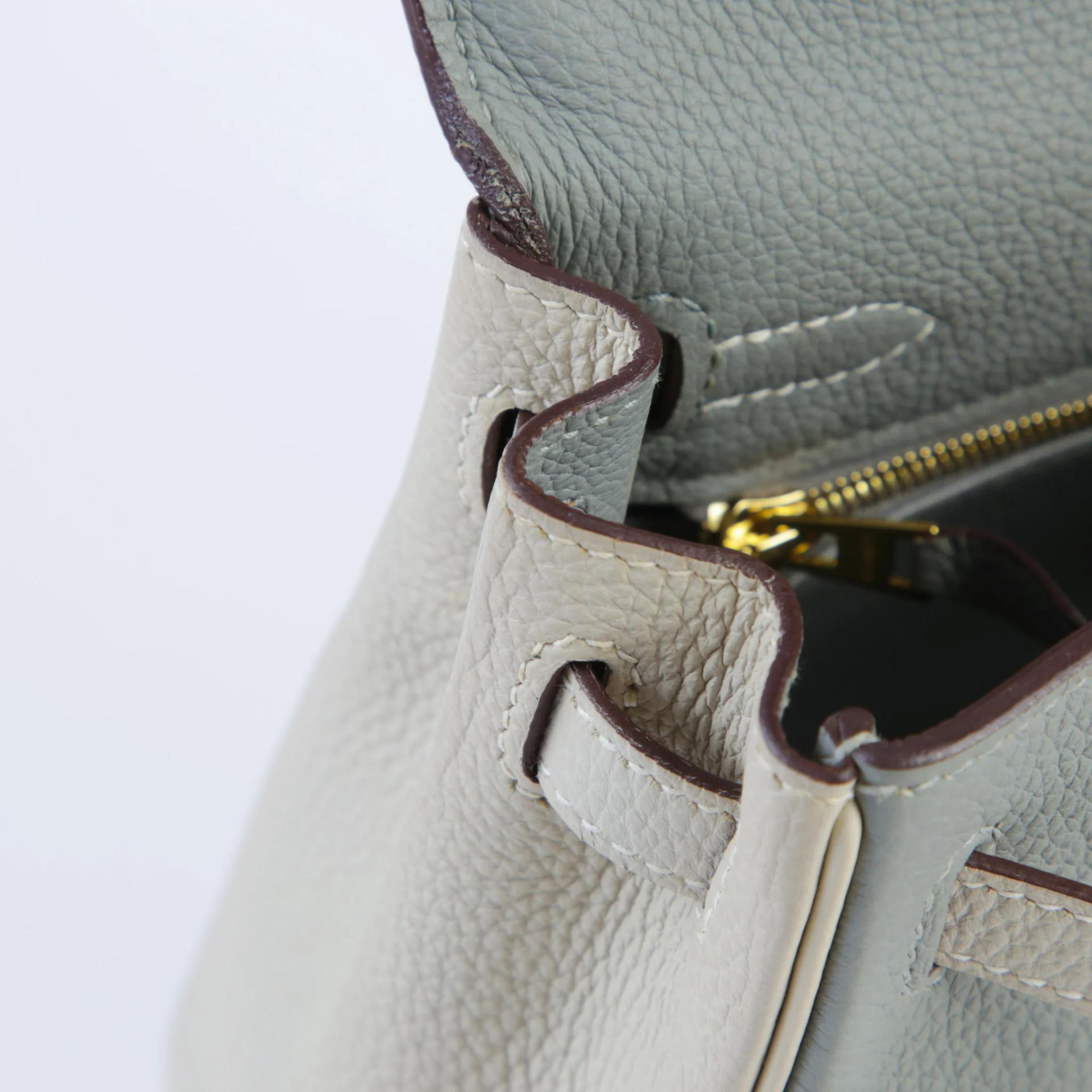 中古AB HERMÈS 愛馬仕 馬蹄印定制 Kelly 25 4Z 海鷗灰 Gris Mouette 8L 冰川白 Beton Togo小牛皮 拉絲金扣 C刻 2018年 - 12