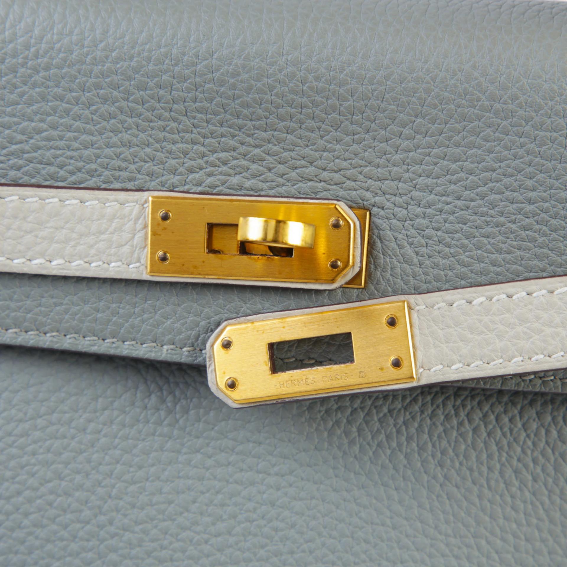 中古AB HERMÈS 愛馬仕 馬蹄印定制 Kelly 25 4Z 海鷗灰 Gris Mouette 8L 冰川白 Beton Togo小牛皮 拉絲金扣 C刻 2018年 - 8