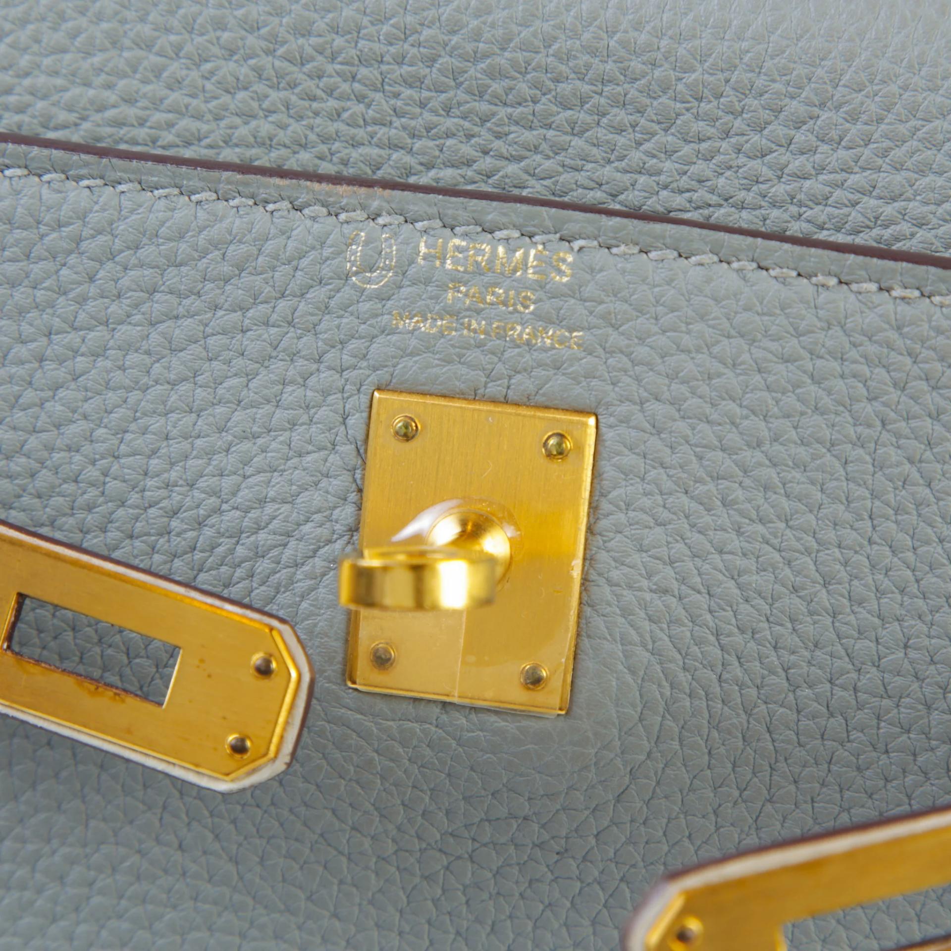 中古AB HERMÈS 愛馬仕 馬蹄印定制 Kelly 25 4Z 海鷗灰 Gris Mouette 8L 冰川白 Beton Togo小牛皮 拉絲金扣 C刻 2018年 - 9