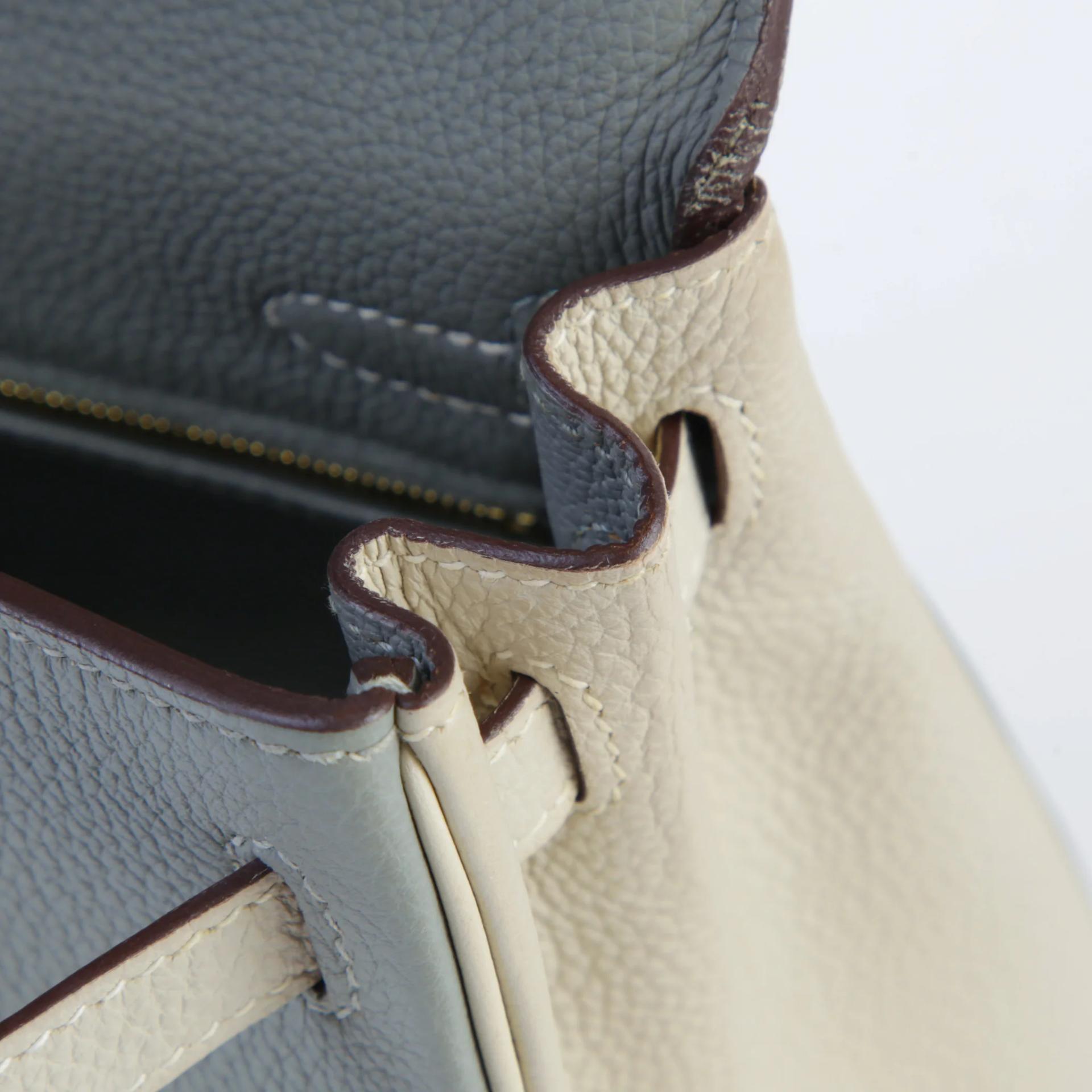 中古AB HERMÈS 愛馬仕 馬蹄印定制 Kelly 25 4Z 海鷗灰 Gris Mouette 8L 冰川白 Beton Togo小牛皮 拉絲金扣 C刻 2018年 - 11