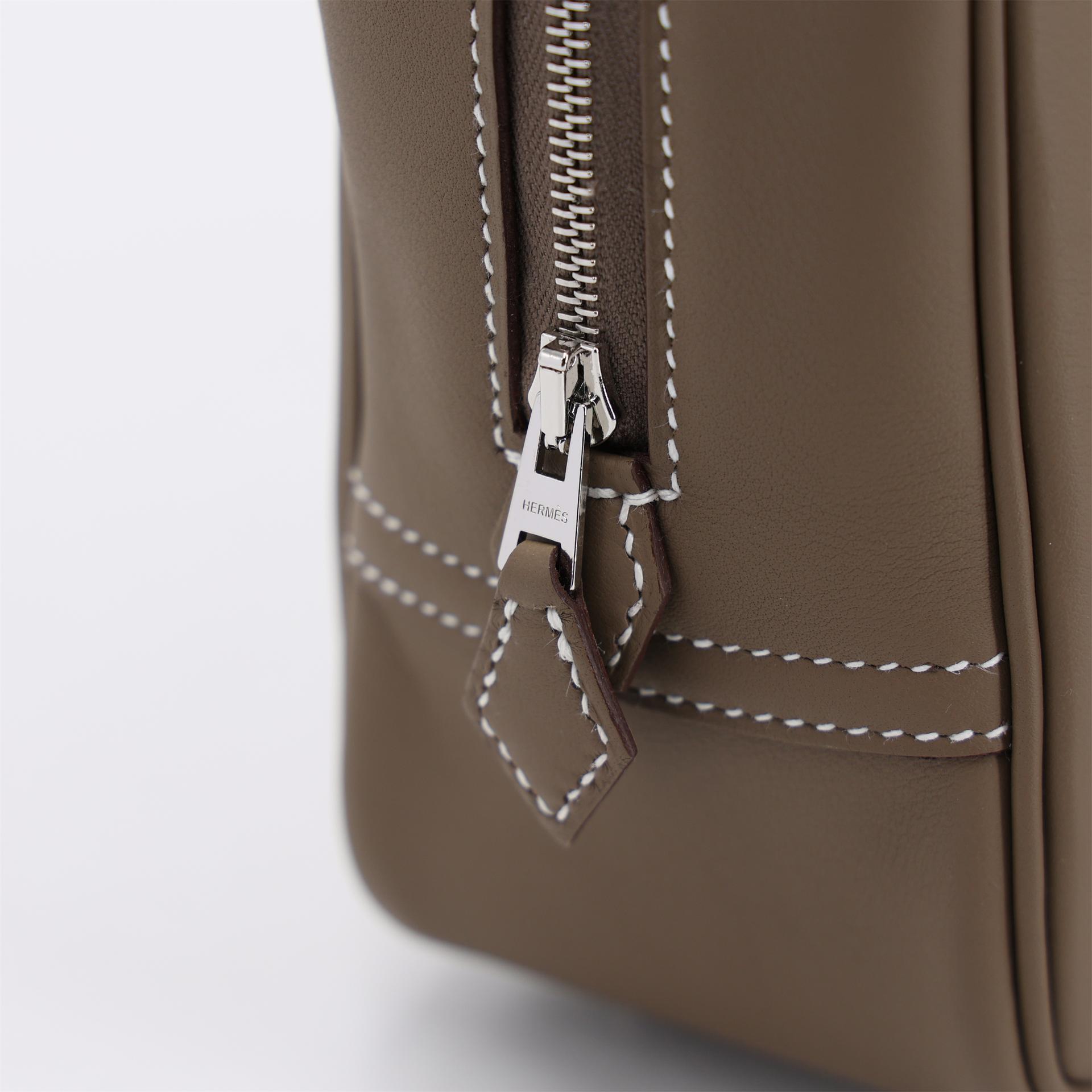 Brand New ( Rank N ) HERMÈS Plume Mini Etoupe (18) Swift Palladium hardware K (2025) - 8