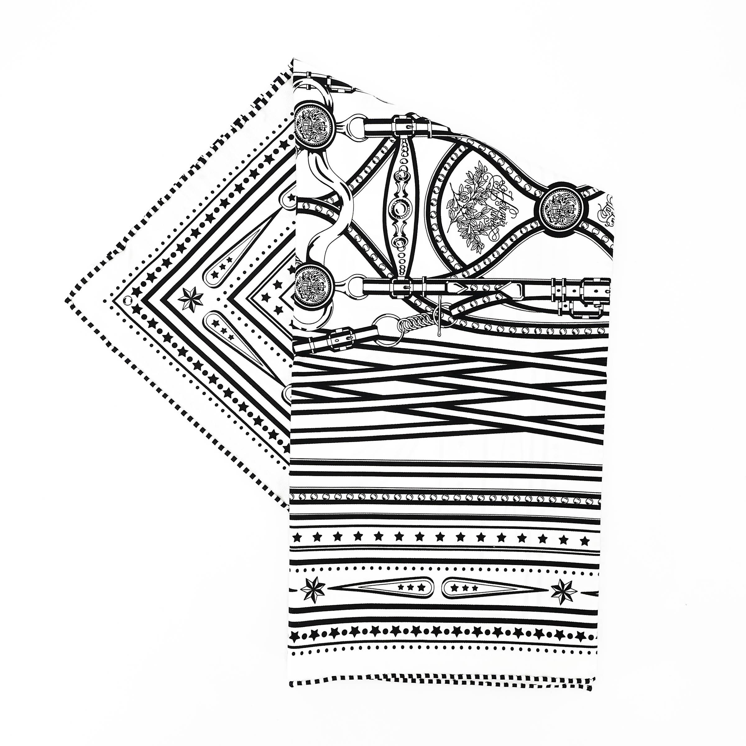Brand New ( Rank N ) HERMÈS Carre 55 scarf Grand Tralala Black White Silk - 4