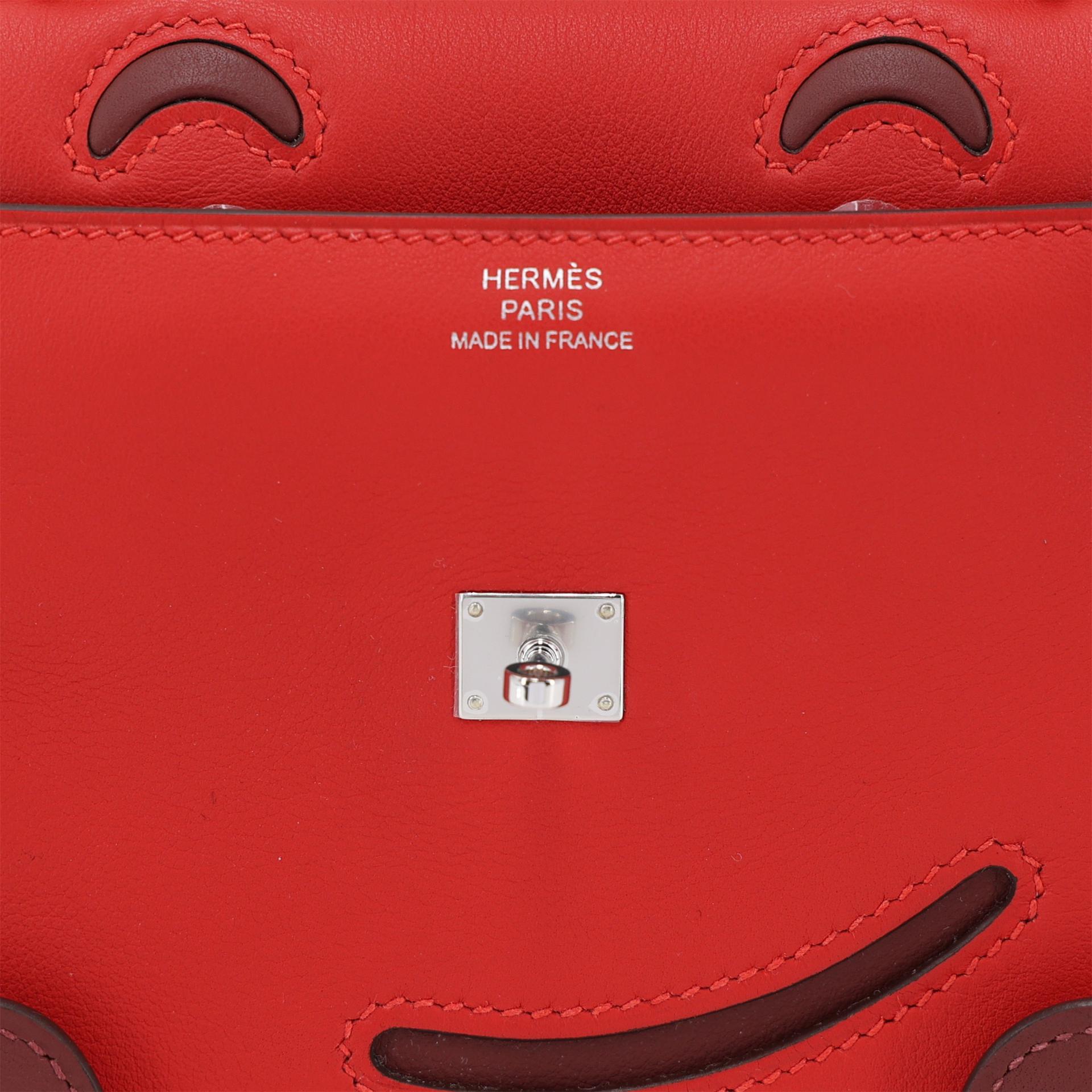 全新 HERMÈS 愛馬仕 限量收藏款 Kelly Doll O5 陽光紅 Rouge Radieux 55 愛馬仕紅 Rouge H Swift牛皮 銀扣 K刻 2025年 - 9