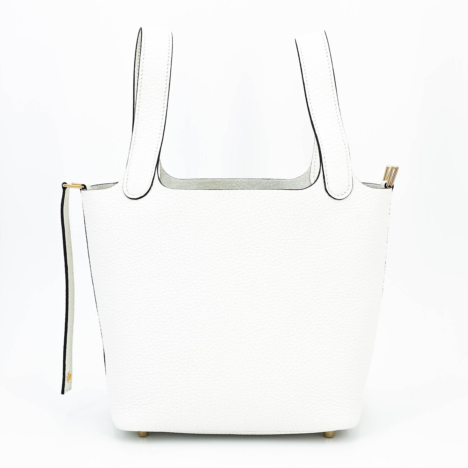 Unused ( Rank NS ) HERMÈS Picotin Lock PM New White (0U) Clemence Gold hardware B (2023) - 5