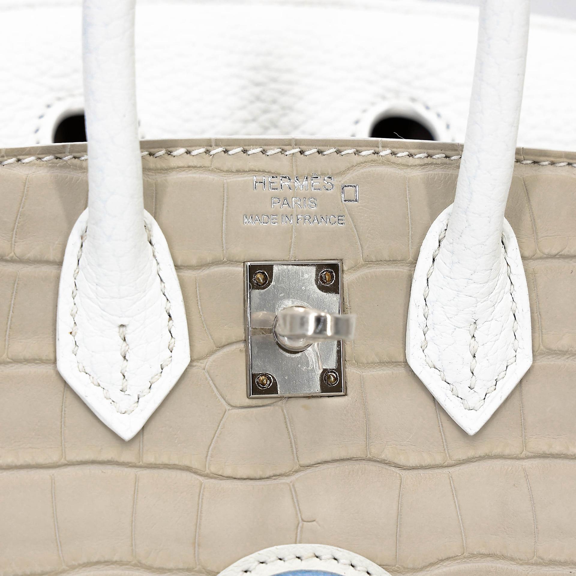 ランク NS 未使用品 HERMÈS エルメス 限定品 バーキン フォーブル ホワイト (01) オレンジ (93) ベトン (8L) クロコダイル アリゲーター マット トリヨン スイフト シルバー金具 U刻印 (2022) - 12