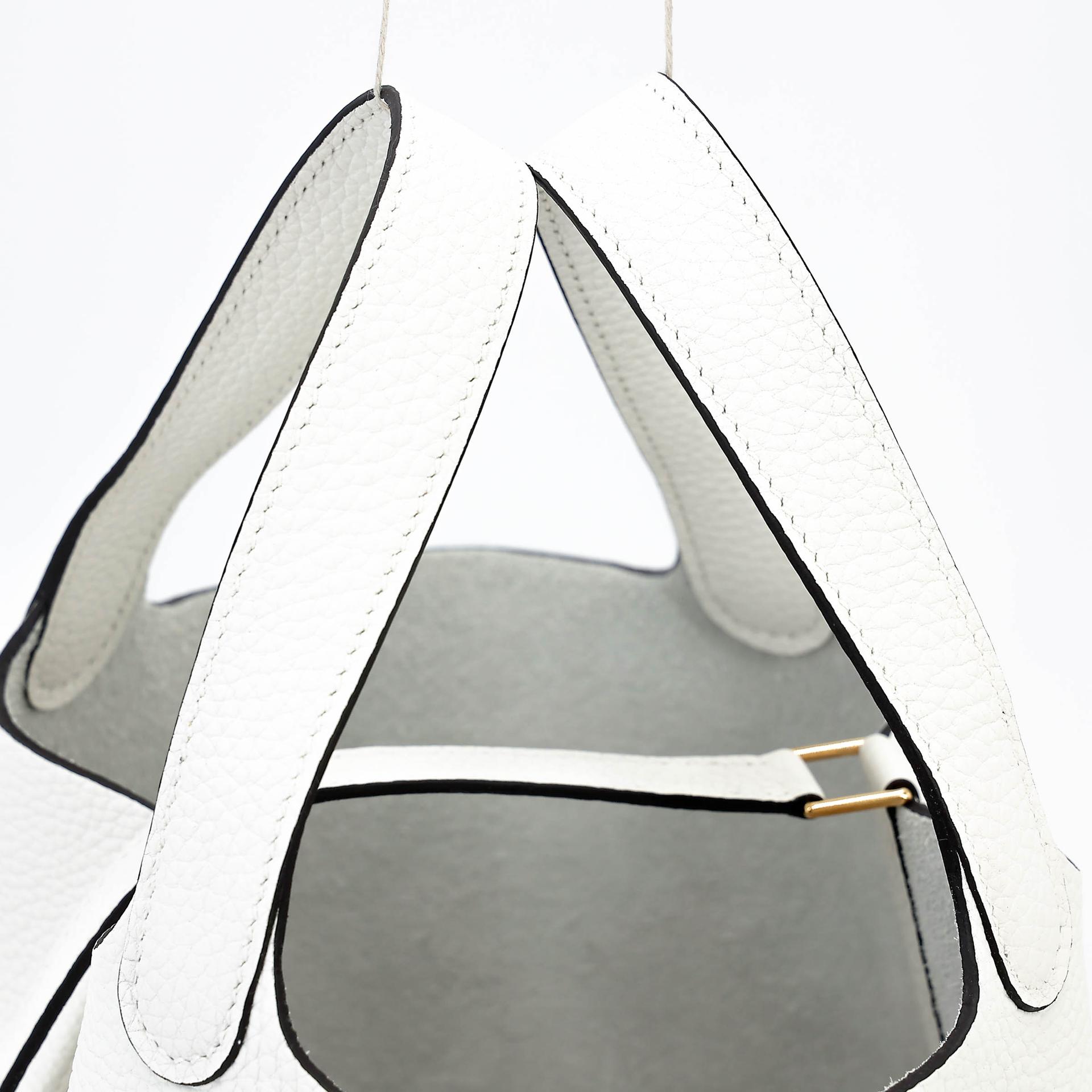 Unused ( Rank NS ) HERMÈS Picotin Lock PM New White (0U) Clemence Gold hardware B (2023) - 3