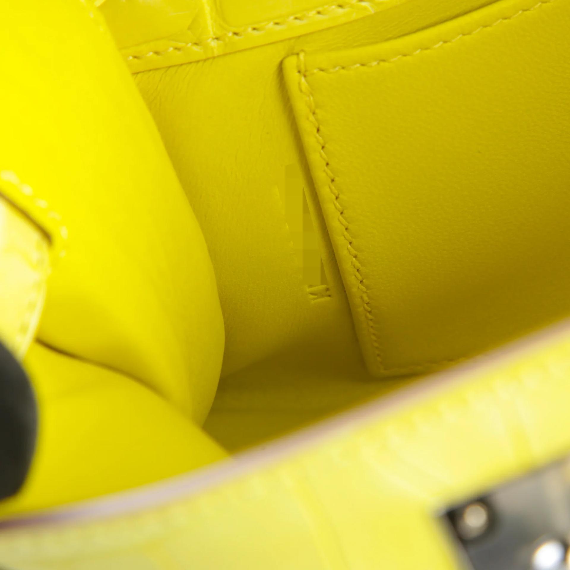 Brand New ( Rank N ) HERMÈS Kelly Pochette Lime (9R) Matte Alligator Palladium hardware K (2025) - 14