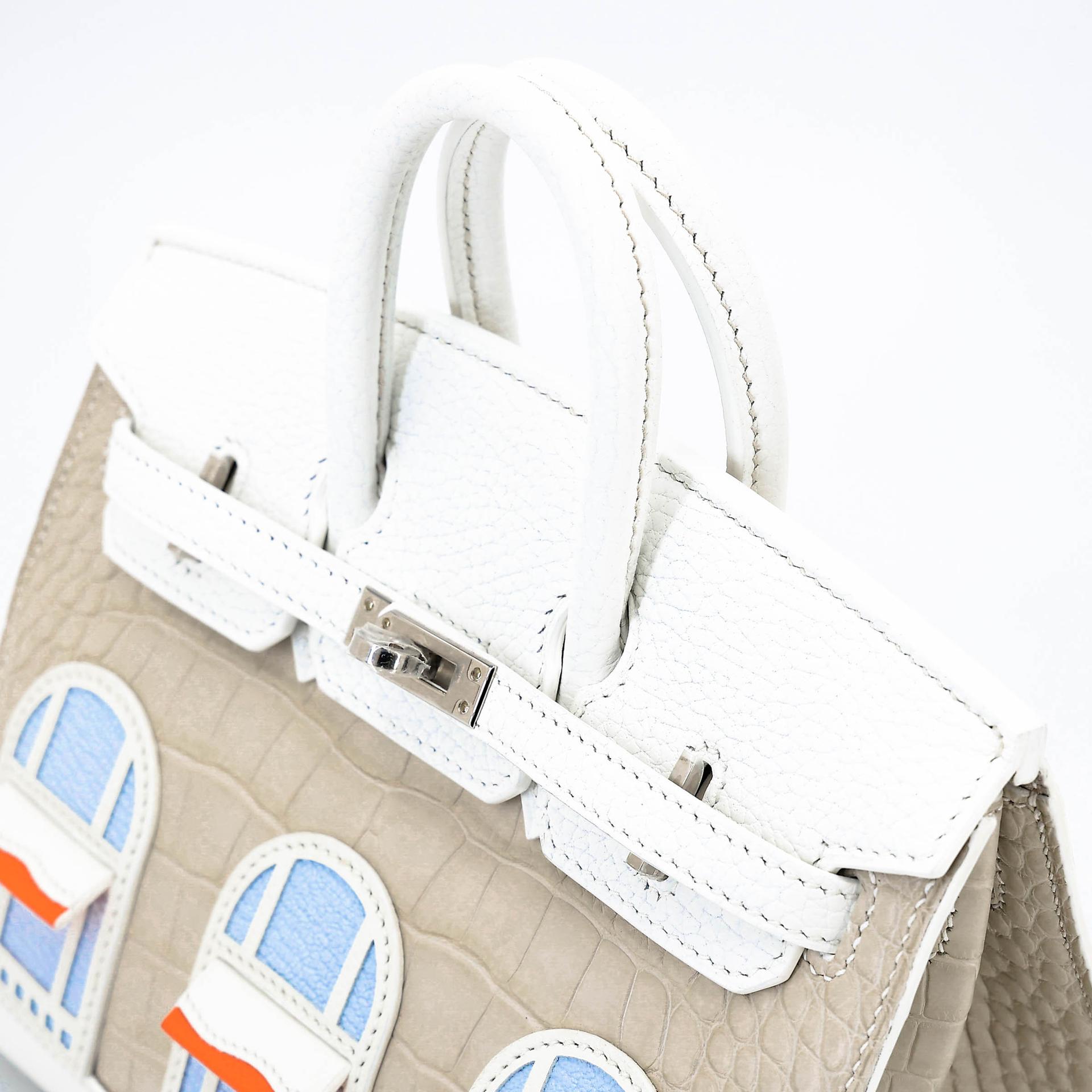 ランク NS 未使用品 HERMÈS エルメス 限定品 バーキン フォーブル ホワイト (01) オレンジ (93) ベトン (8L) クロコダイル アリゲーター マット トリヨン スイフト シルバー金具 U刻印 (2022) - 3