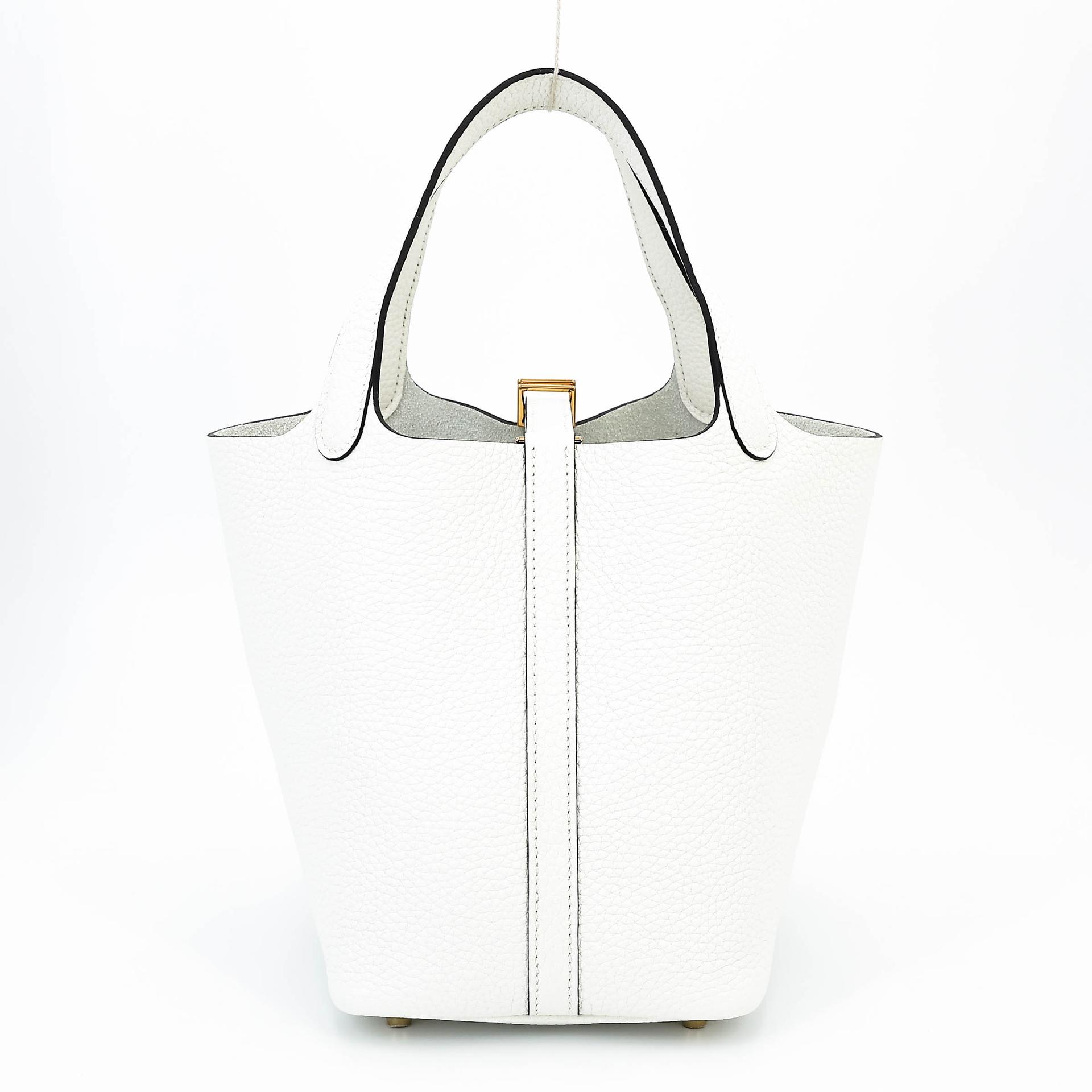 Unused ( Rank NS ) HERMÈS Picotin Lock PM New White (0U) Clemence Gold hardware B (2023) - 2