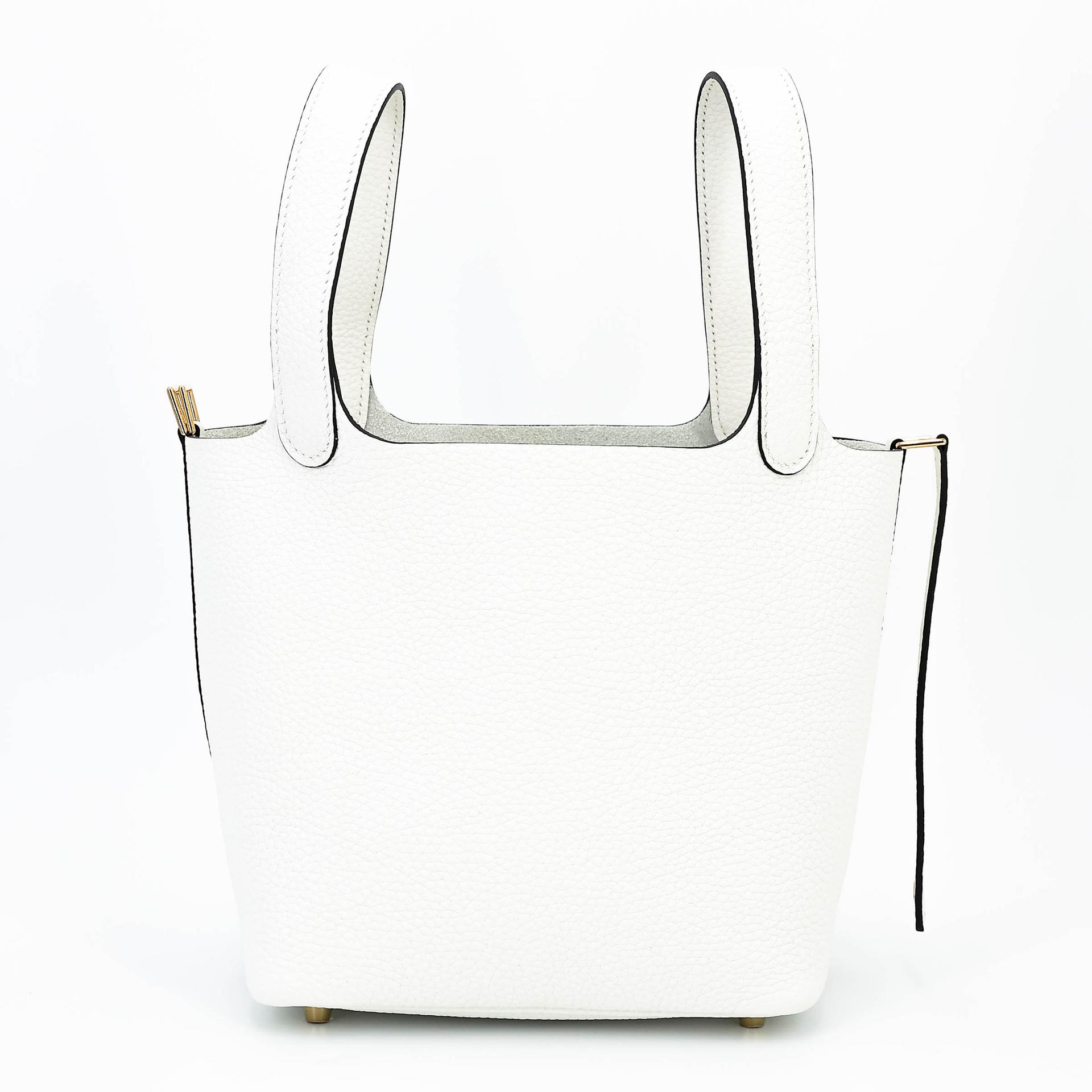 Unused ( Rank NS ) HERMÈS Picotin Lock PM New White (0U) Clemence Gold hardware B (2023) - 4