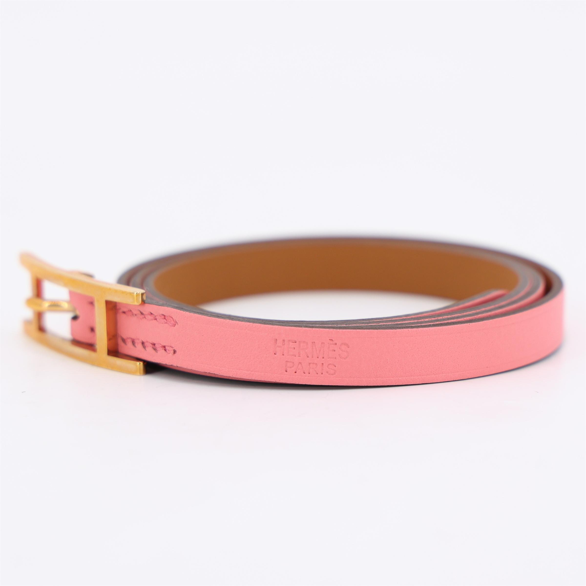 Unused ( Rank NS ) HERMÈS Behapi Double Tour bracelet Rose Azalee (8W) Swift Rose Gold hardware C (2018) - 7