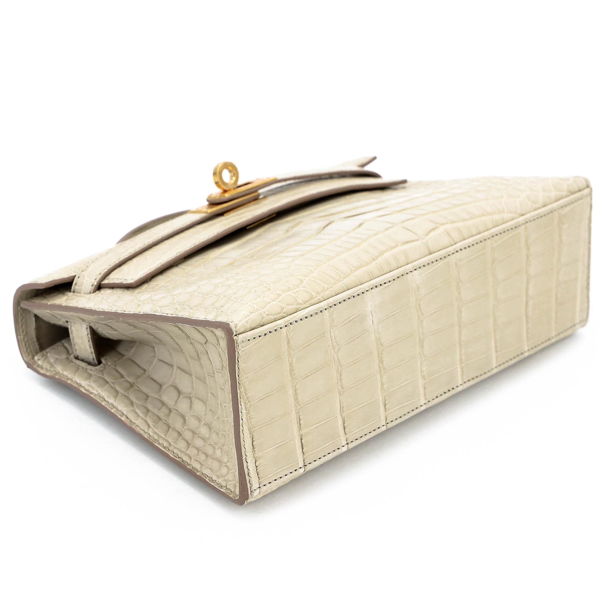 Brand New ( Rank N ) HERMÈS Kelly Pochette Beton (8L) Matte Alligator Gold hardware K (2025) - 5
