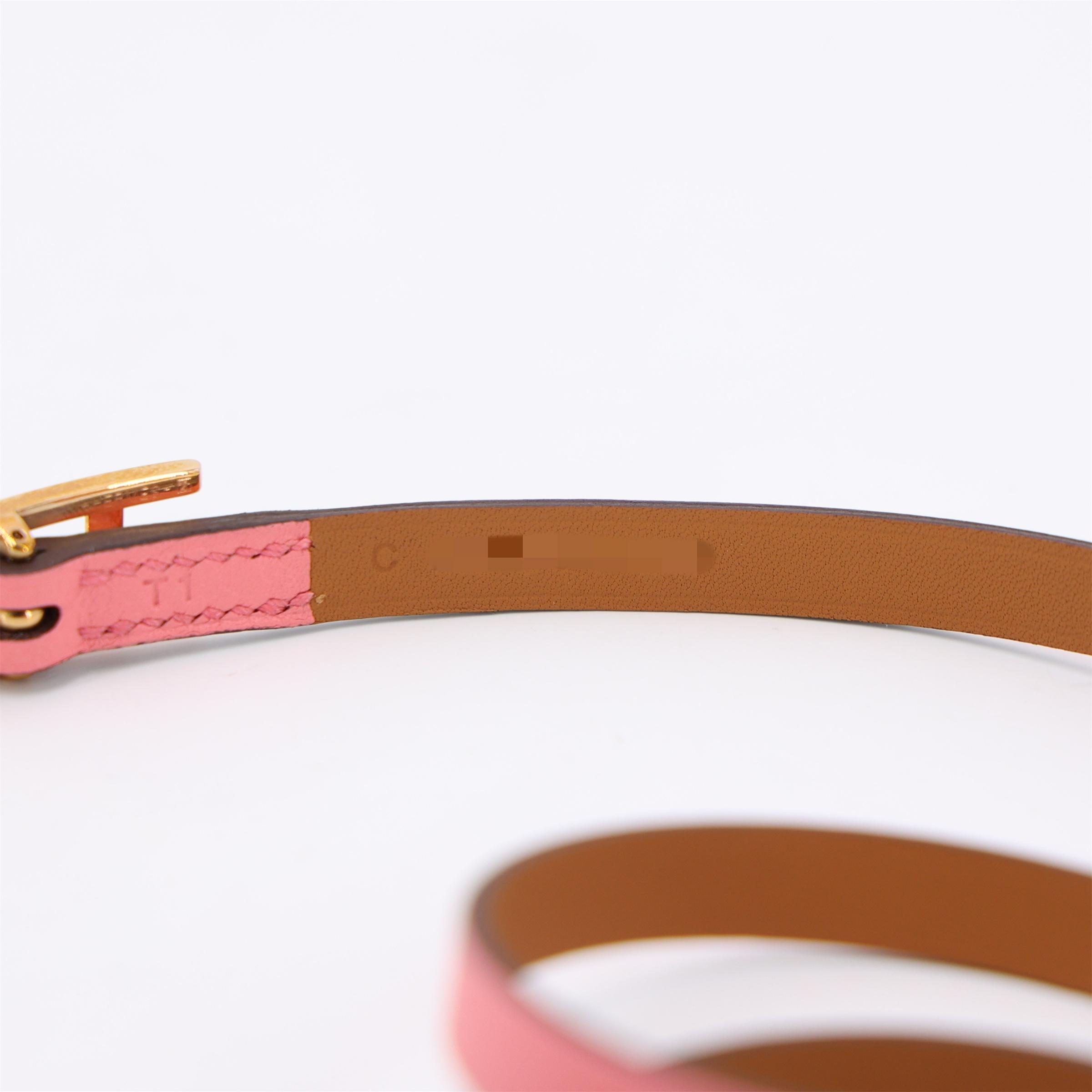 Unused ( Rank NS ) HERMÈS Behapi Double Tour bracelet Rose Azalee (8W) Swift Rose Gold hardware C (2018) - 8