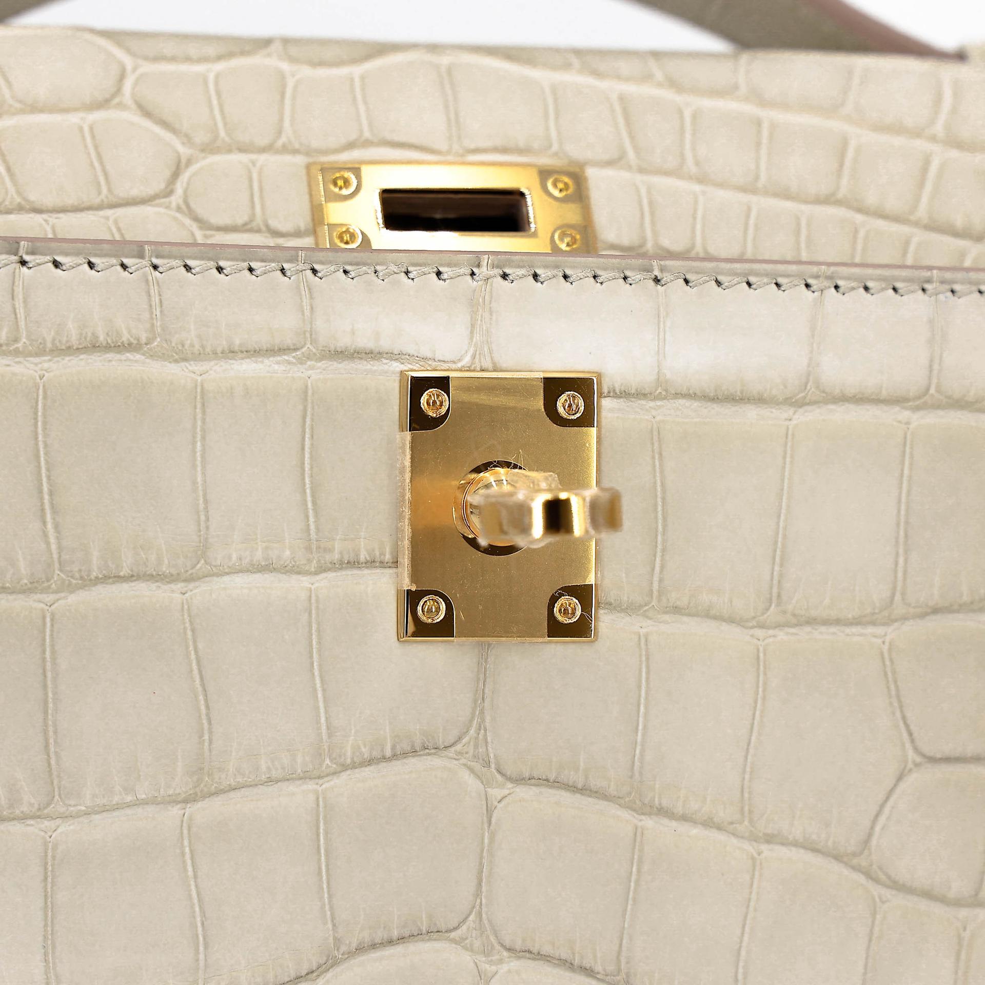 Brand New ( Rank N ) HERMÈS Kelly Pochette Beton (8L) Matte Alligator Gold hardware K (2025) - 13
