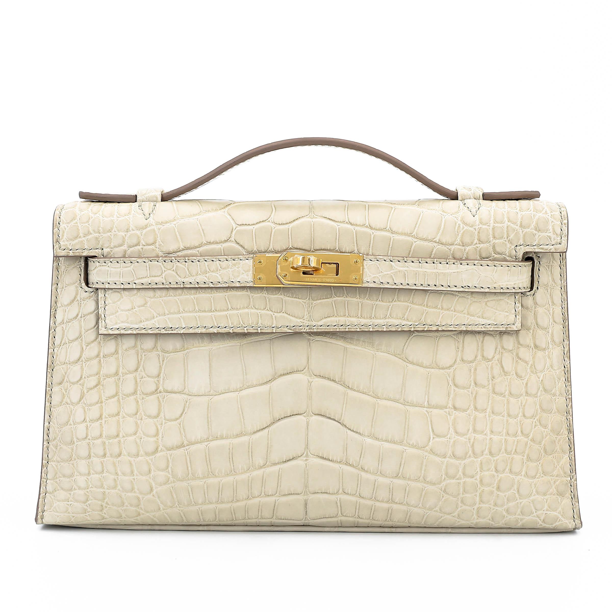 Brand New ( Rank N ) HERMÈS Kelly Pochette Beton (8L) Matte Alligator Gold hardware K (2025) - 1