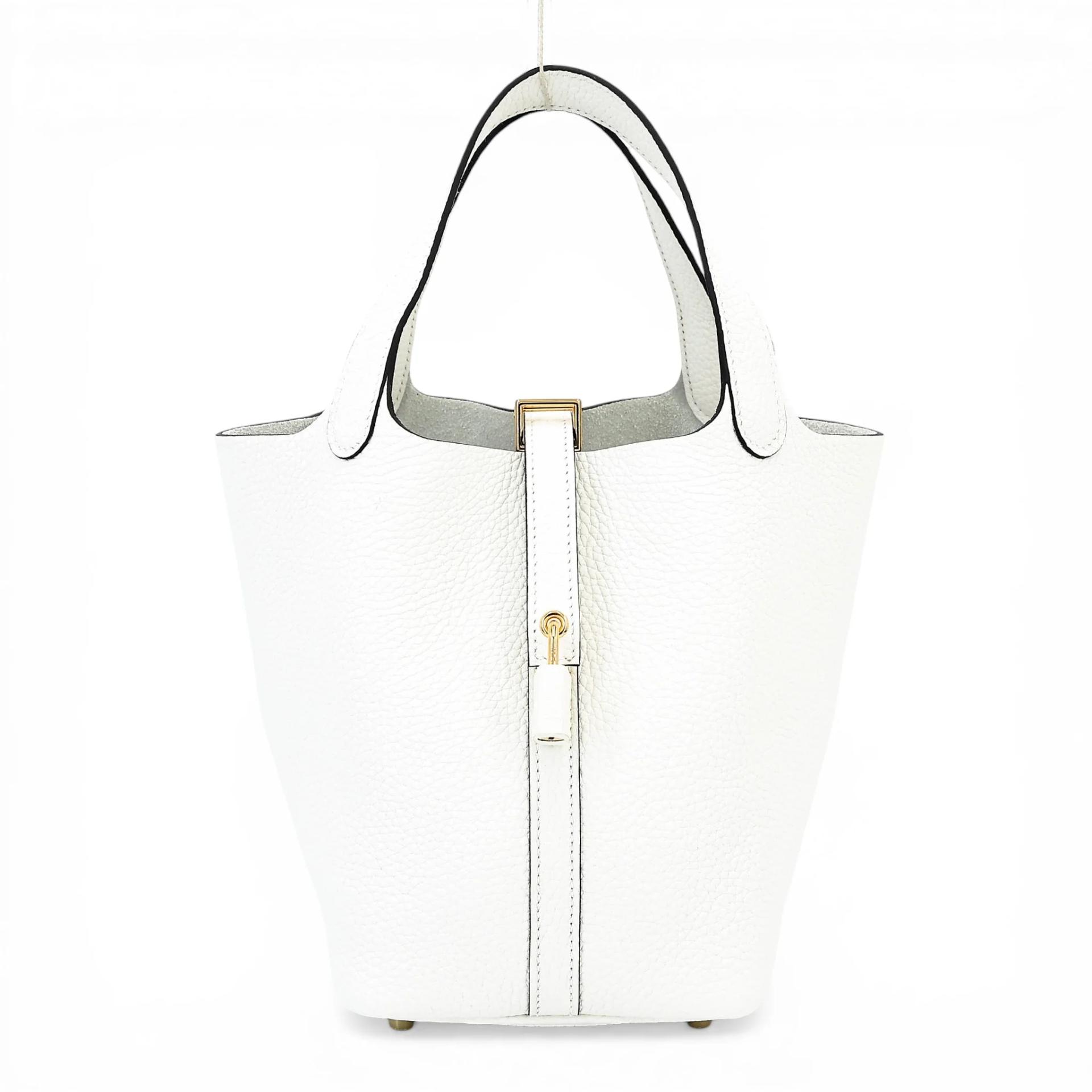 Unused ( Rank NS ) HERMÈS Picotin Lock PM New White (0U) Clemence Gold hardware B (2023) - 1