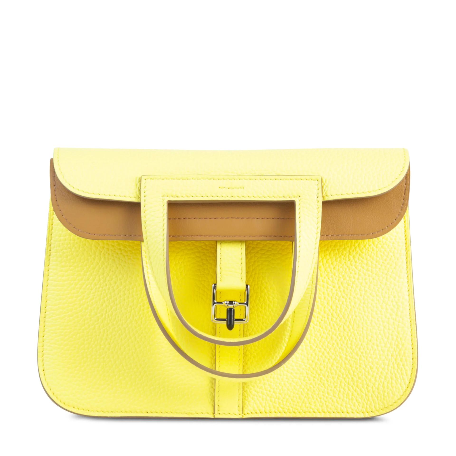 Unused ( Rank NS ) HERMÈS Halzan 25 Verso Limoncello (0Y) Biscuit (4B) Clemence Palladium hardware B (2023) - 1