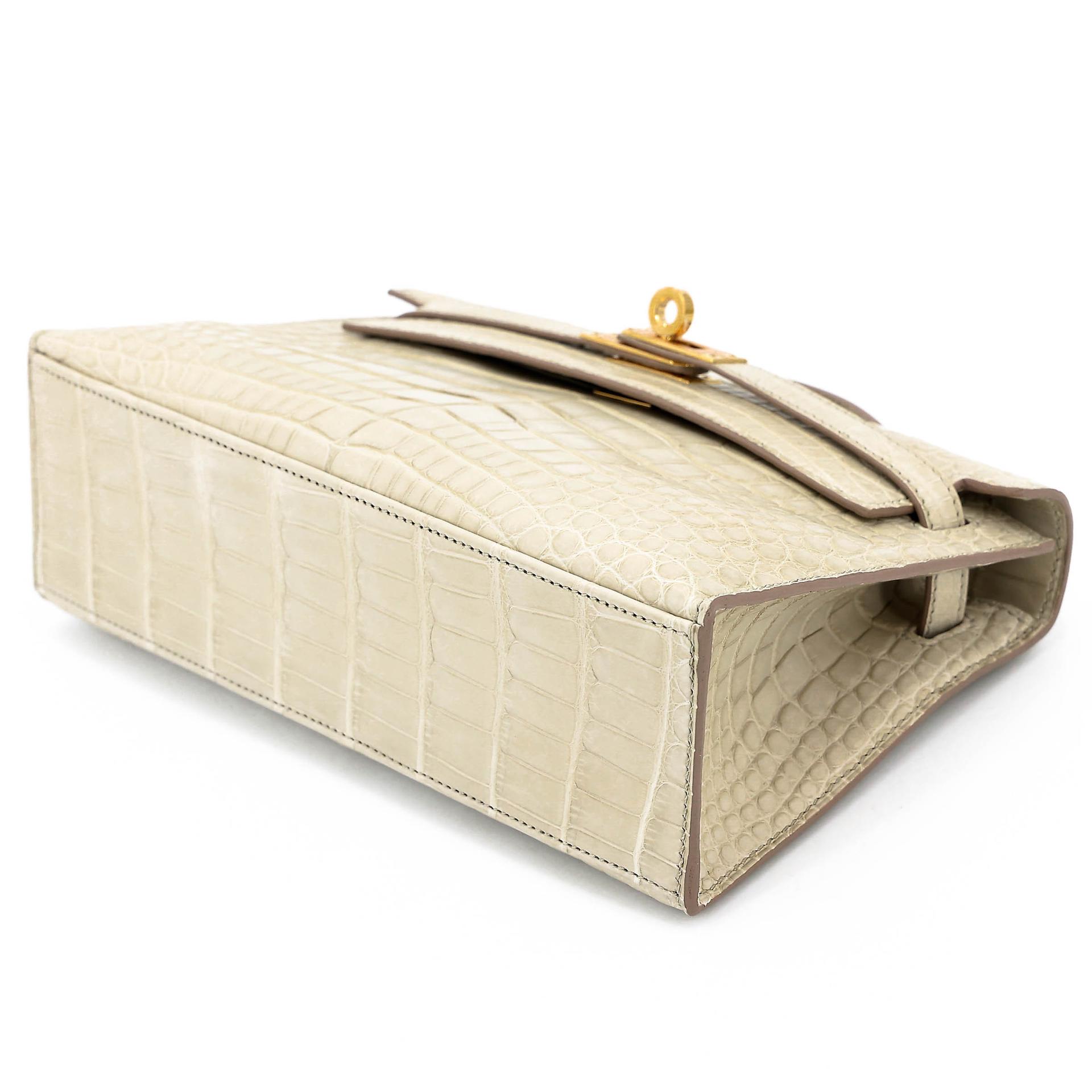Brand New ( Rank N ) HERMÈS Kelly Pochette Beton (8L) Matte Alligator Gold hardware K (2025) - 4