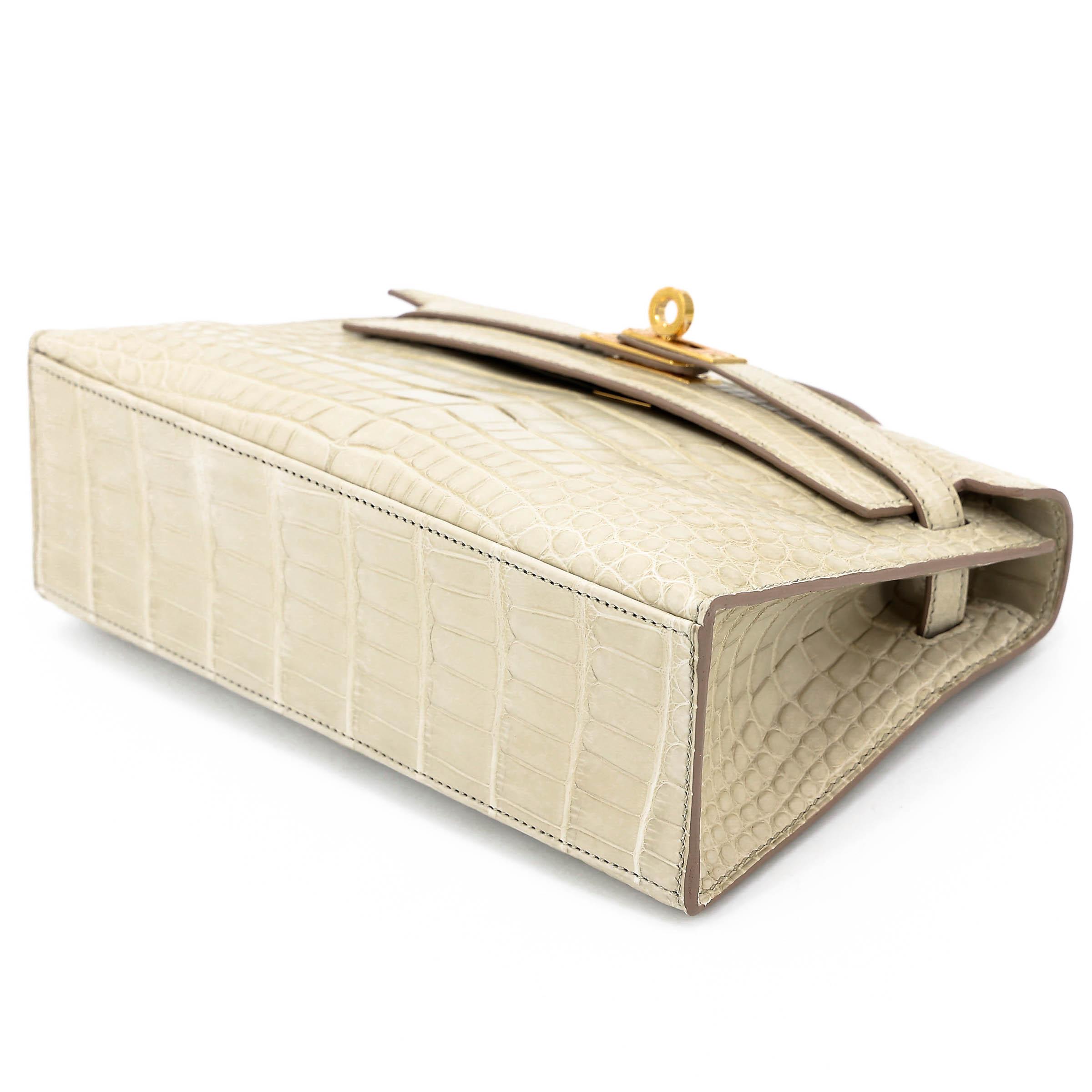 Brand New ( Rank N ) HERMÈS Kelly Pochette Beton (8L) Matte Alligator Gold hardware K (2025) - 4