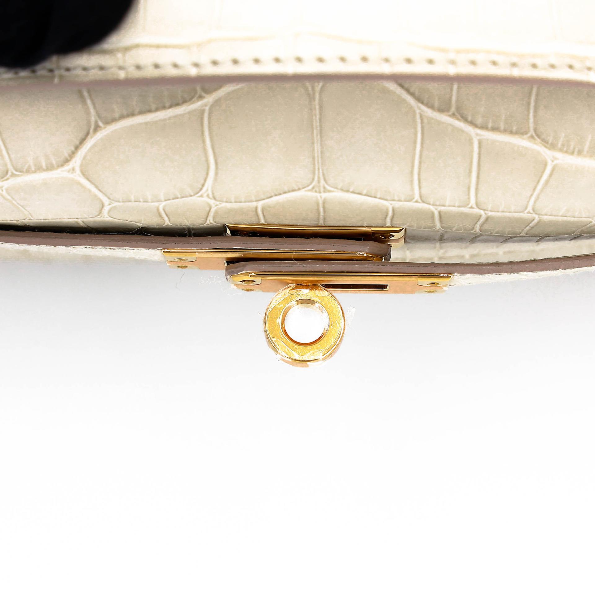 Brand New ( Rank N ) HERMÈS Kelly Pochette Beton (8L) Matte Alligator Gold hardware K (2025) - 9