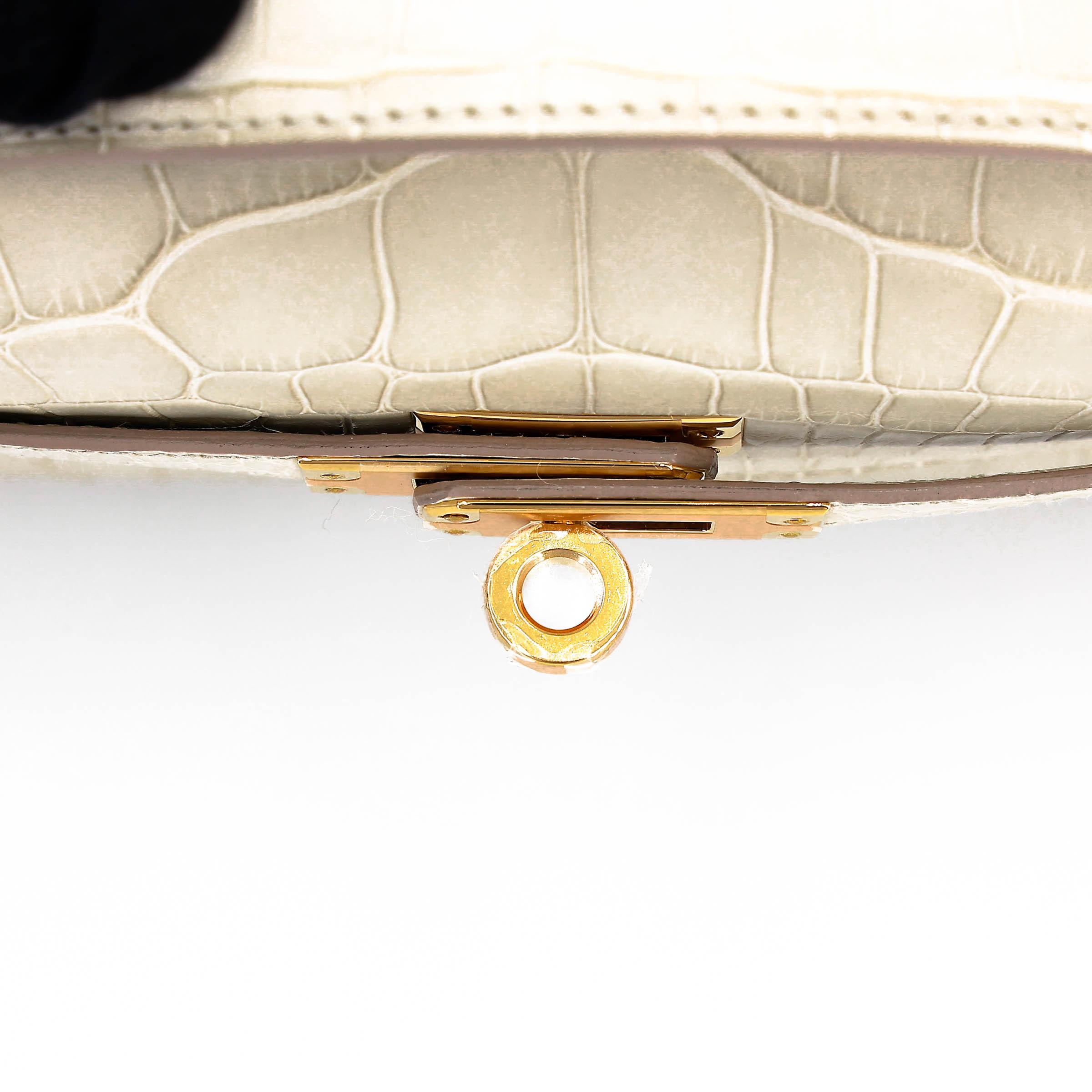 Brand New ( Rank N ) HERMÈS Kelly Pochette Beton (8L) Matte Alligator Gold hardware K (2025) - 9