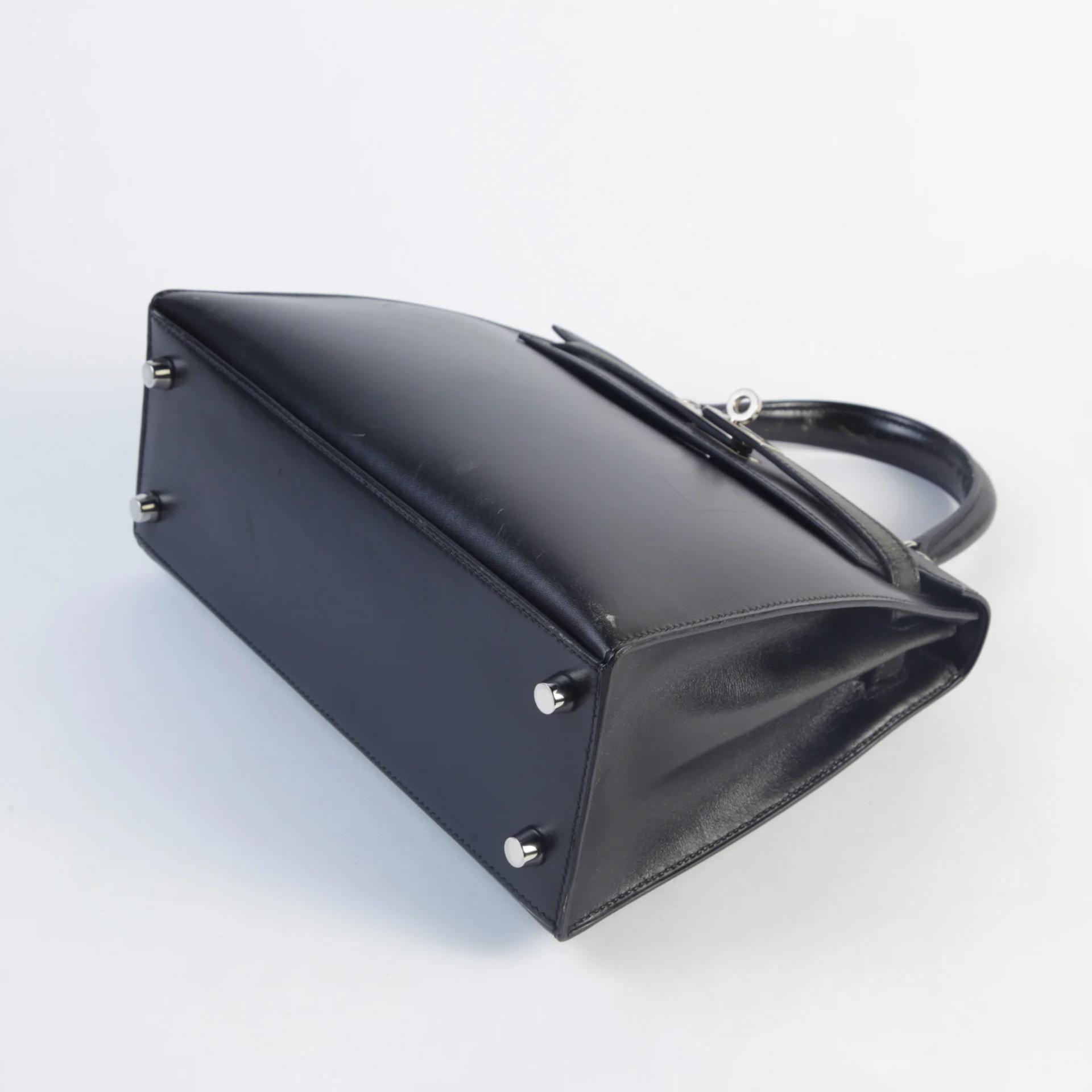 Good ( Rank AB) HERMÈS Kelly 25 Sellier Noir (89) Box-calf Palladium hardware Square L (2008) - 6