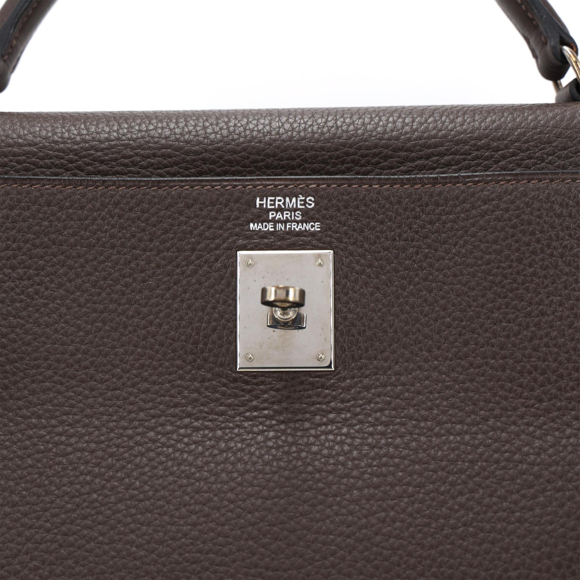 ランク A HERMÈS エルメス ケリー40 カフェ (4A) トリヨン シルバー金具 □N刻印 (2010) - 13