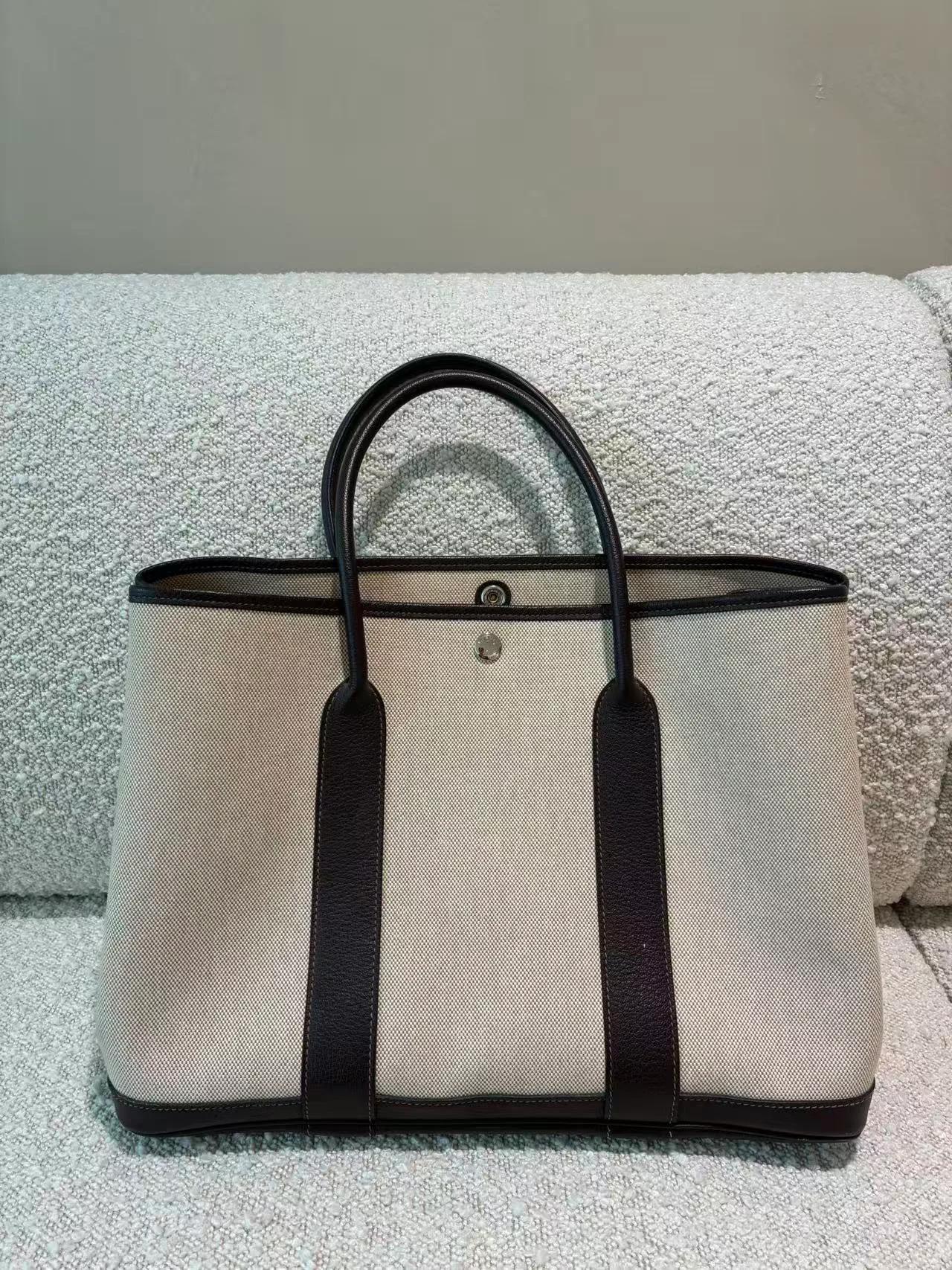 ランク A HERMÈS エルメス ガーデンパーティー PM ベブラン（T3） トワルH ヴァイキング ネゴンダ シルバー金具 □O刻印 (2011) - 5
