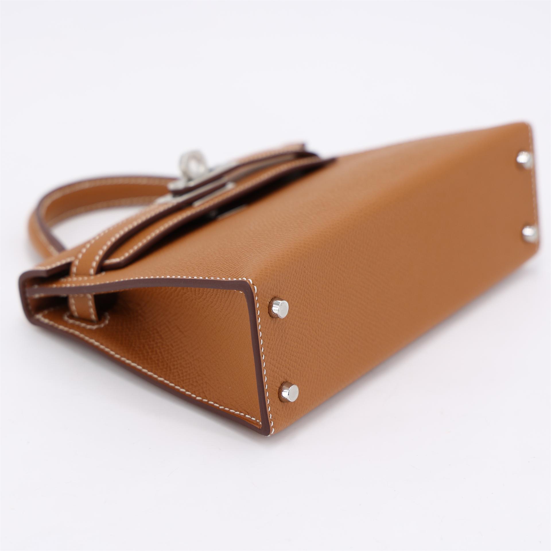 Brand New ( Rank N ) HERMÈS Mini Kelly II Gold (37) Epsom Palladium hardware K (2025) - 4
