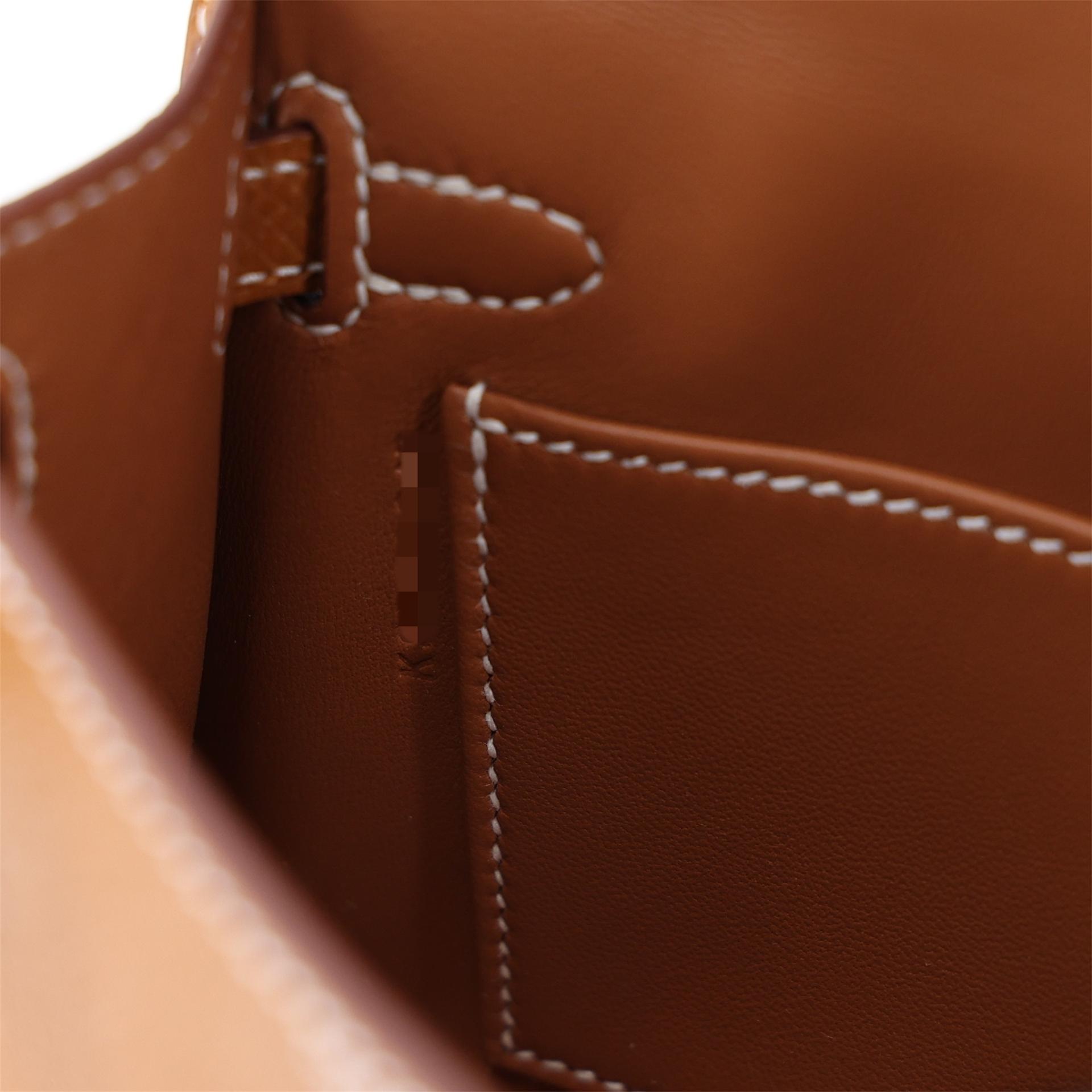 Brand New ( Rank N ) HERMÈS Mini Kelly II Gold (37) Epsom Palladium hardware K (2025) - 14