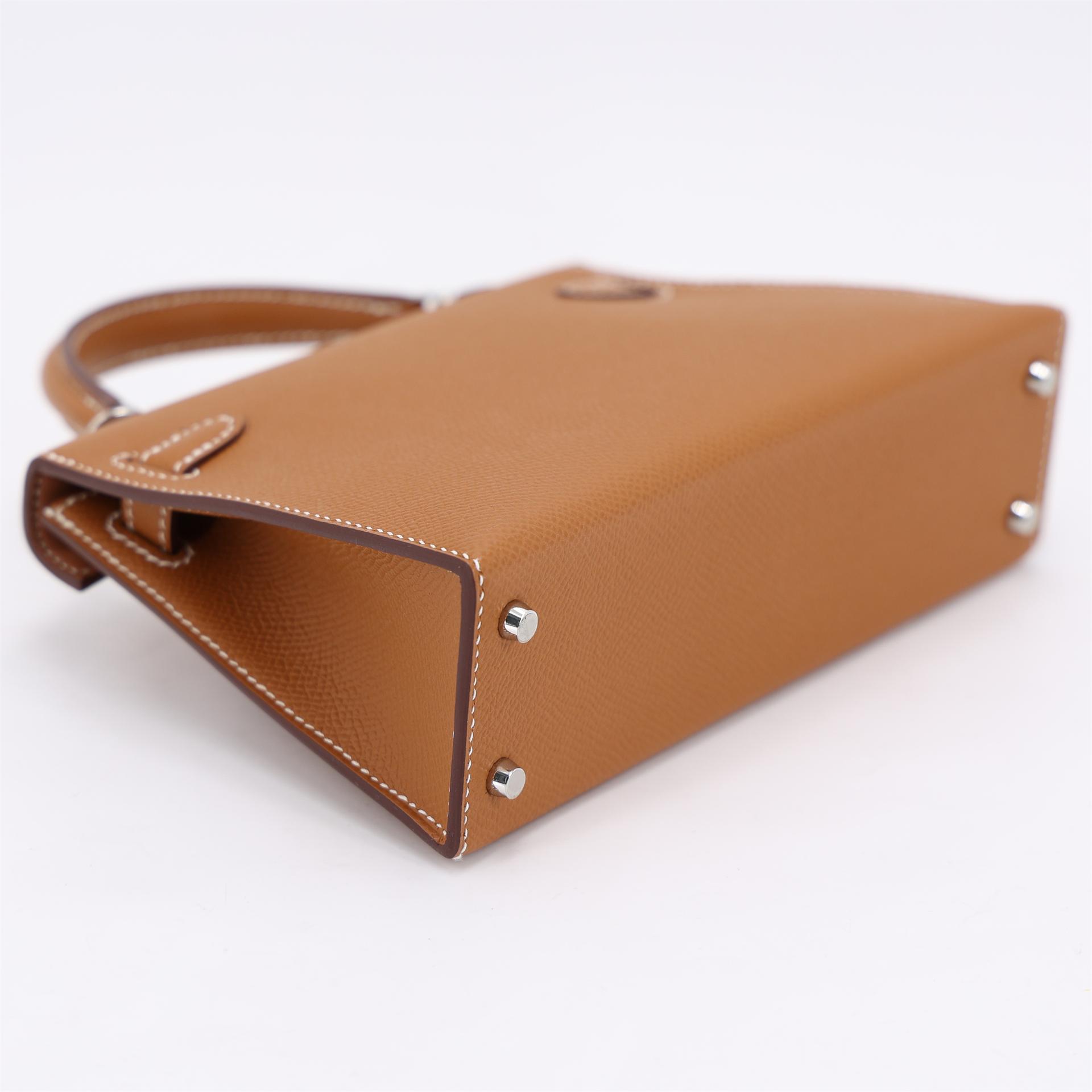 Brand New ( Rank N ) HERMÈS Mini Kelly II Gold (37) Epsom Palladium hardware K (2025) - 6
