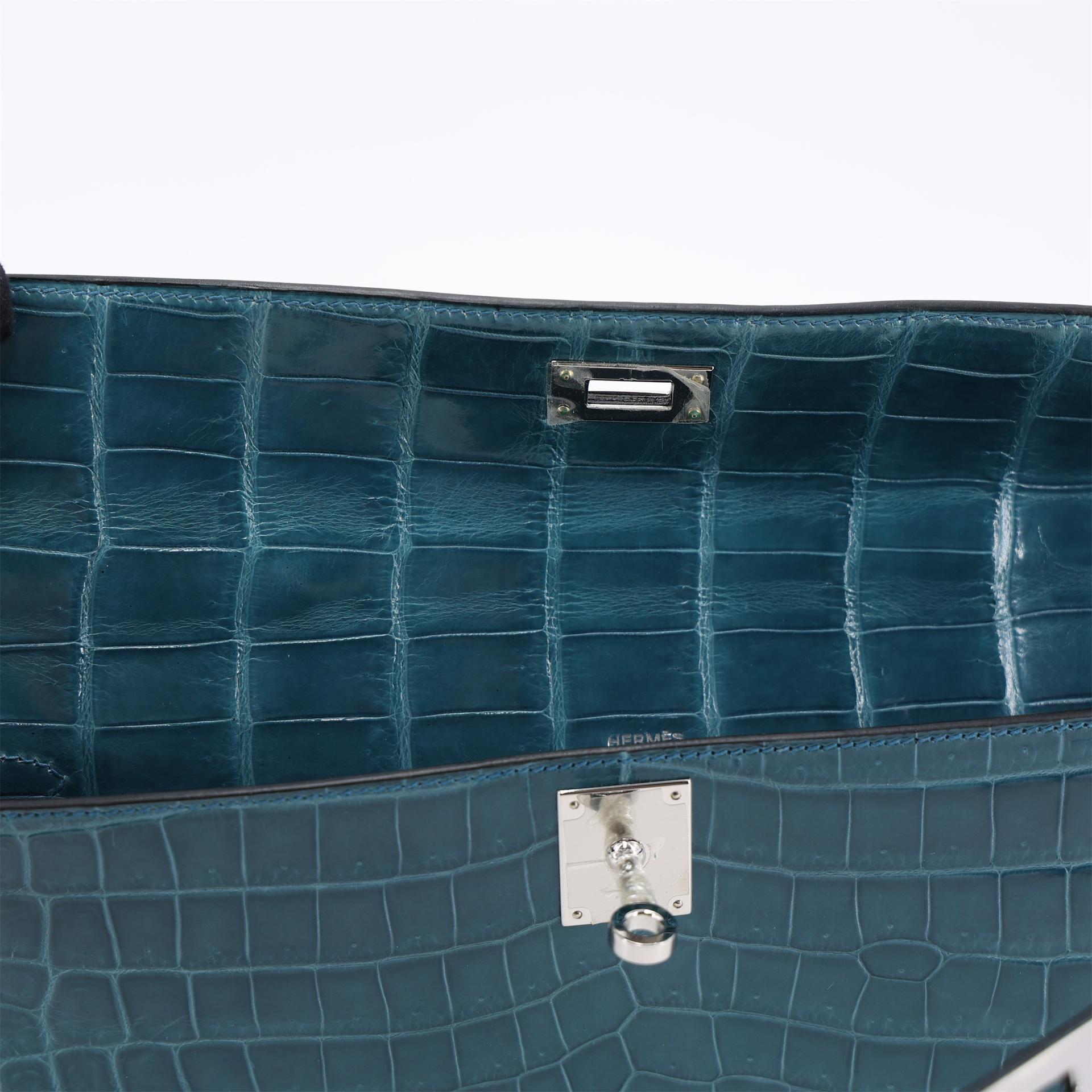Excellent ( Rank SA ) HERMÈS Kelly Cut Colvert (1P) Shiny Niloticus Crocodile Palladium hardware T (2015) - 12
