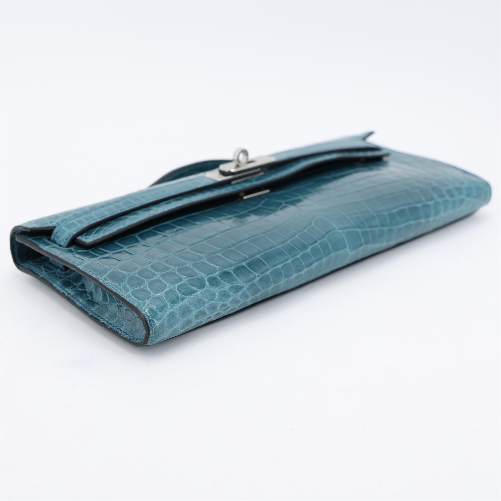 Excellent ( Rank SA ) HERMÈS Kelly Cut Colvert (1P) Shiny Niloticus Crocodile Palladium hardware T (2015) - 4