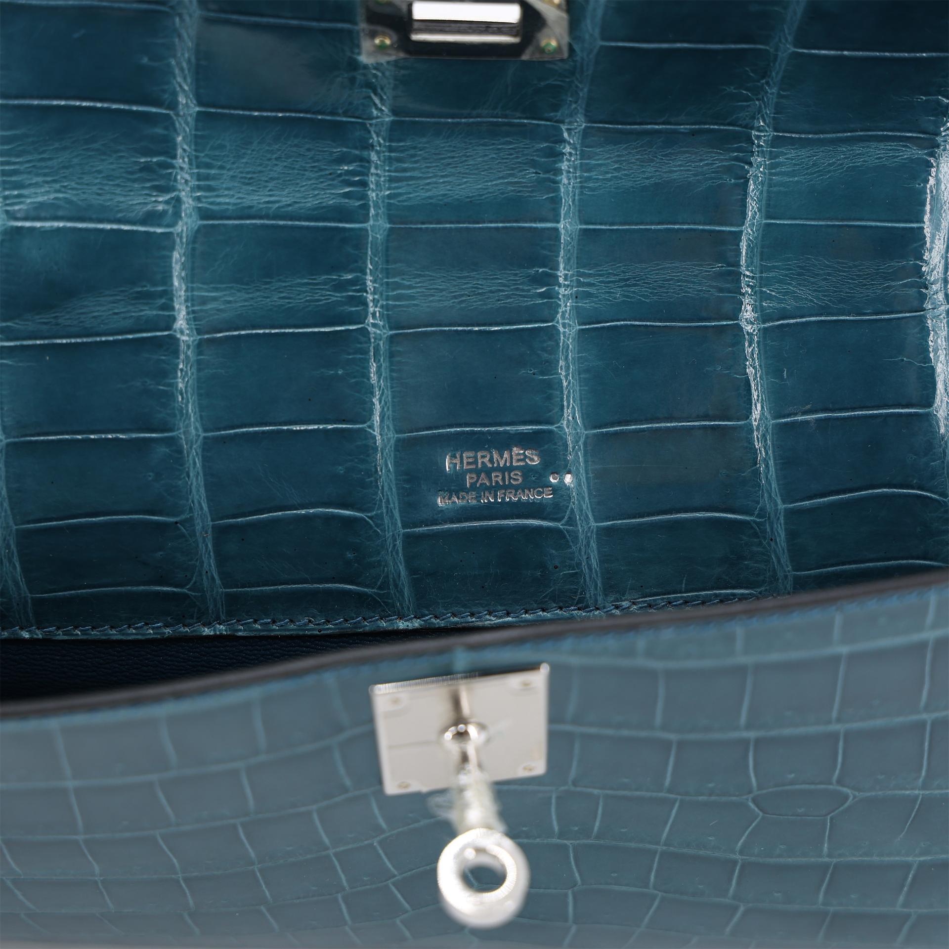Excellent ( Rank SA ) HERMÈS Kelly Cut Colvert (1P) Shiny Niloticus Crocodile Palladium hardware T (2015) - 11