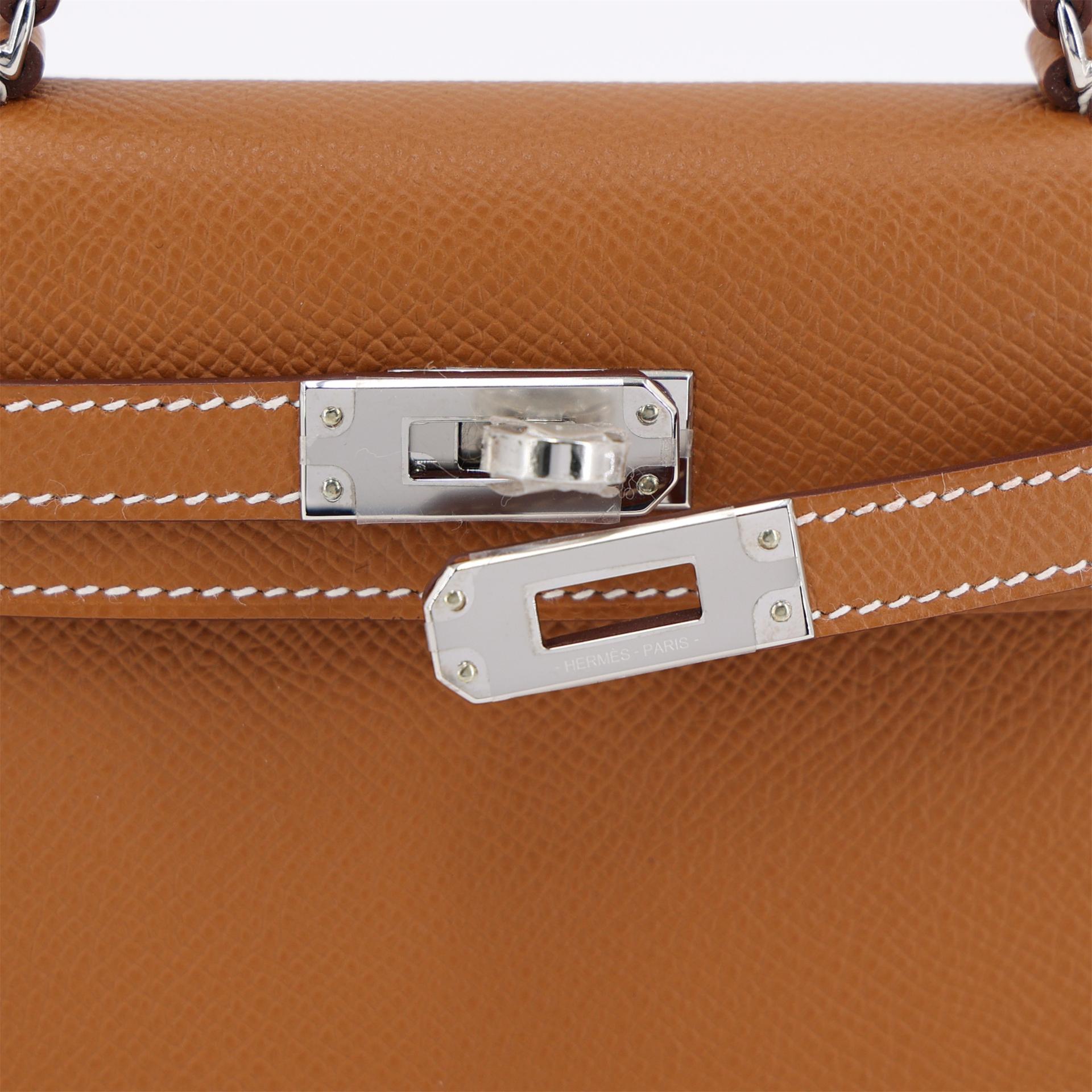 Brand New ( Rank N ) HERMÈS Mini Kelly II Gold (37) Epsom Palladium hardware K (2025) - 8